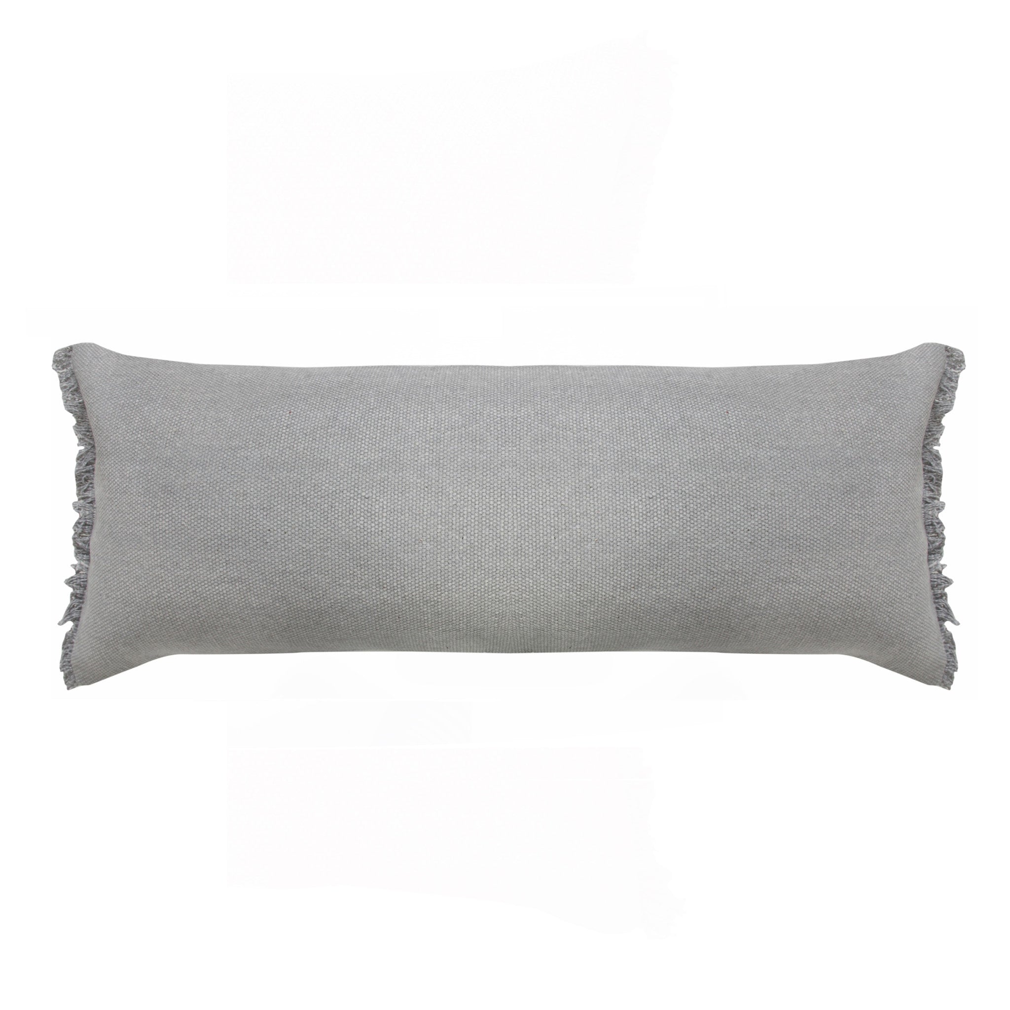 14" X 36" Light Gray 100% Cotton Zippered Pillow