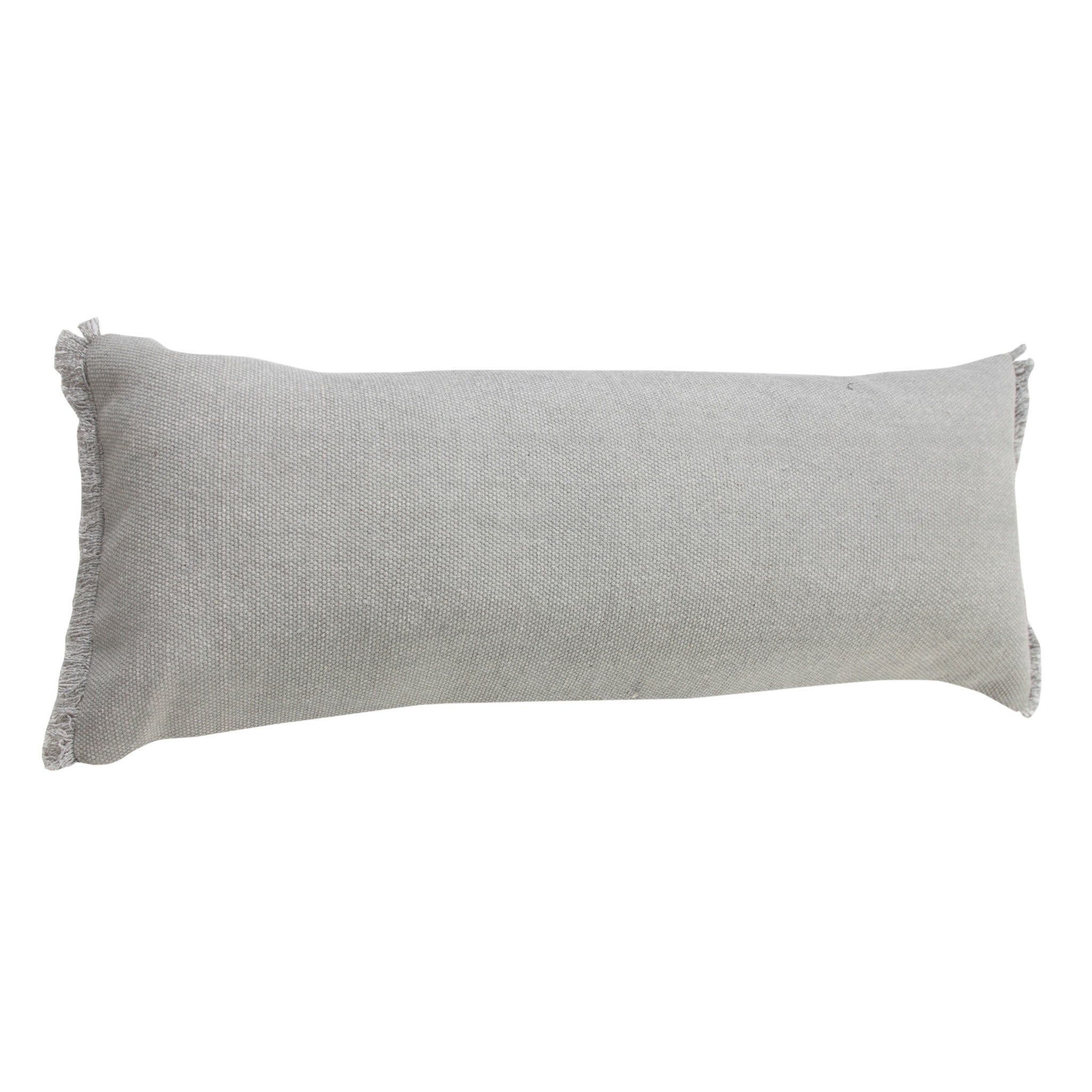 14" X 36" Light Gray 100% Cotton Zippered Pillow