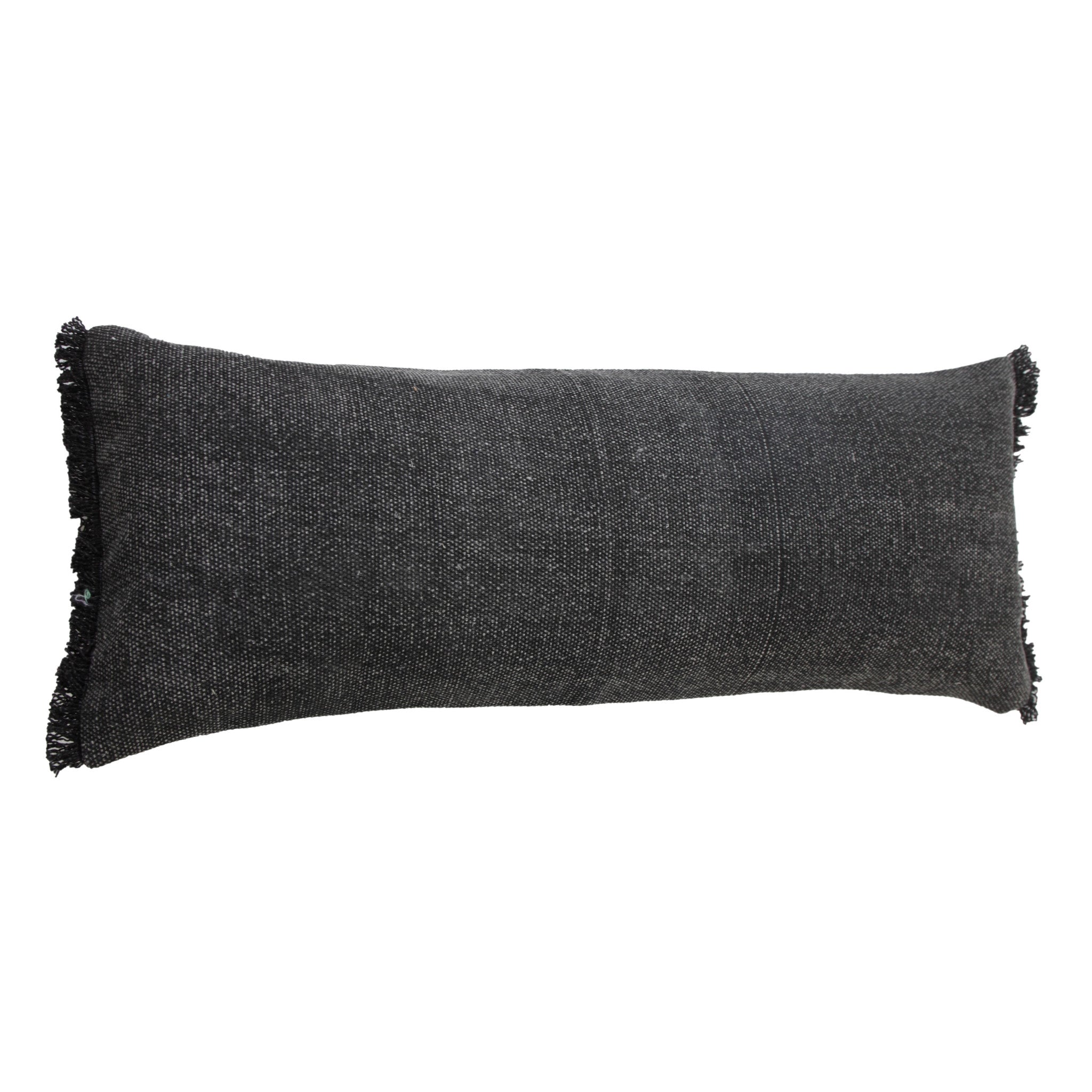 14" X 36" Jet Black 100% Cotton Zippered Pillow