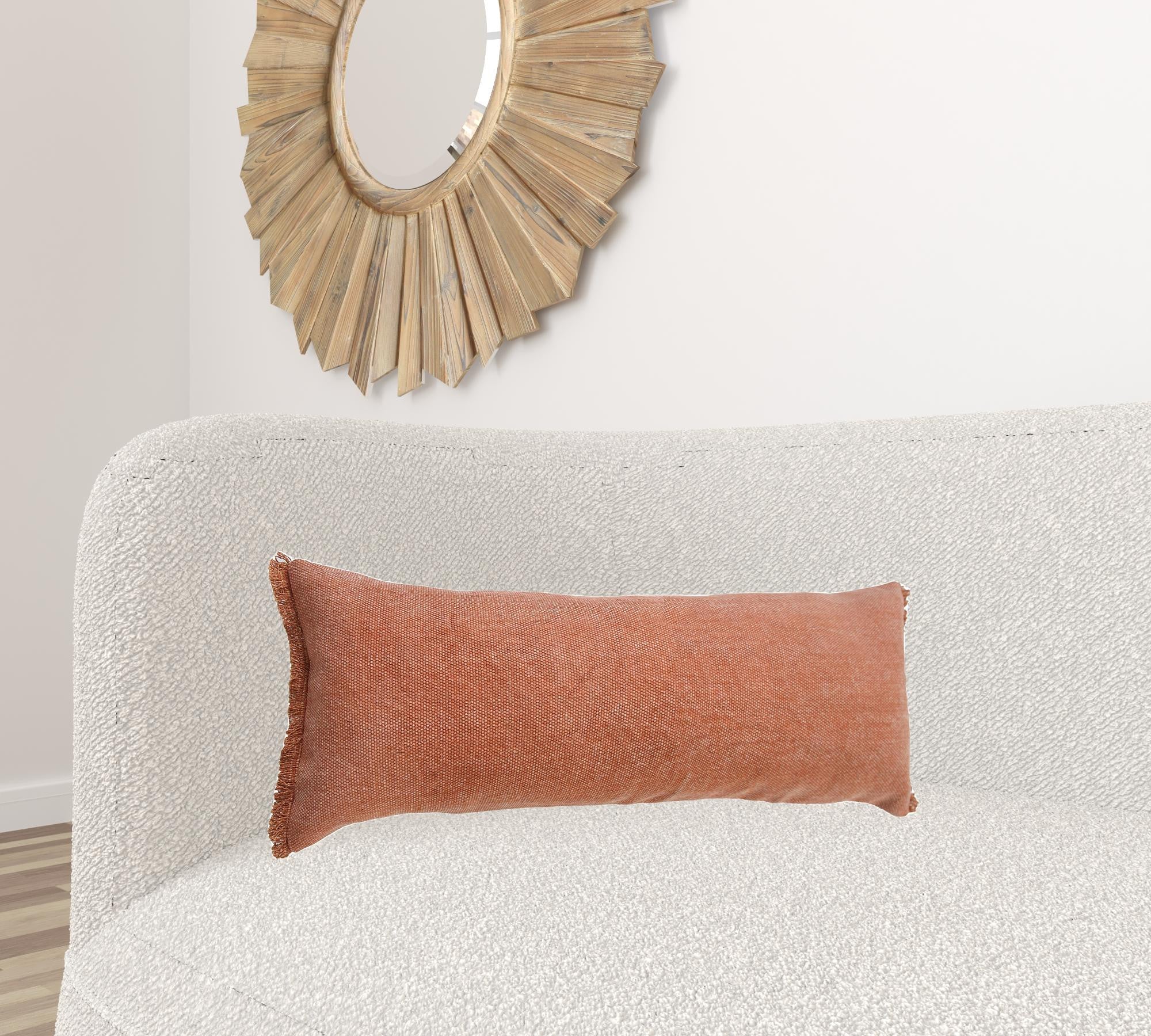 14" X 36" Adobe Orange 100% Cotton Zippered Pillow