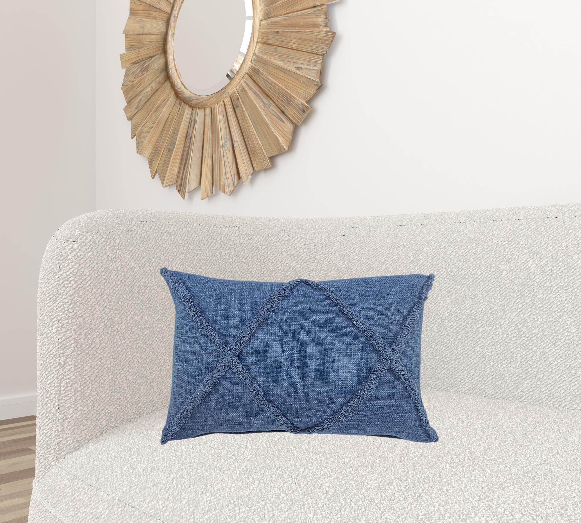 16" X 24" Cobalt Blue 100% Cotton Zippered Pillow