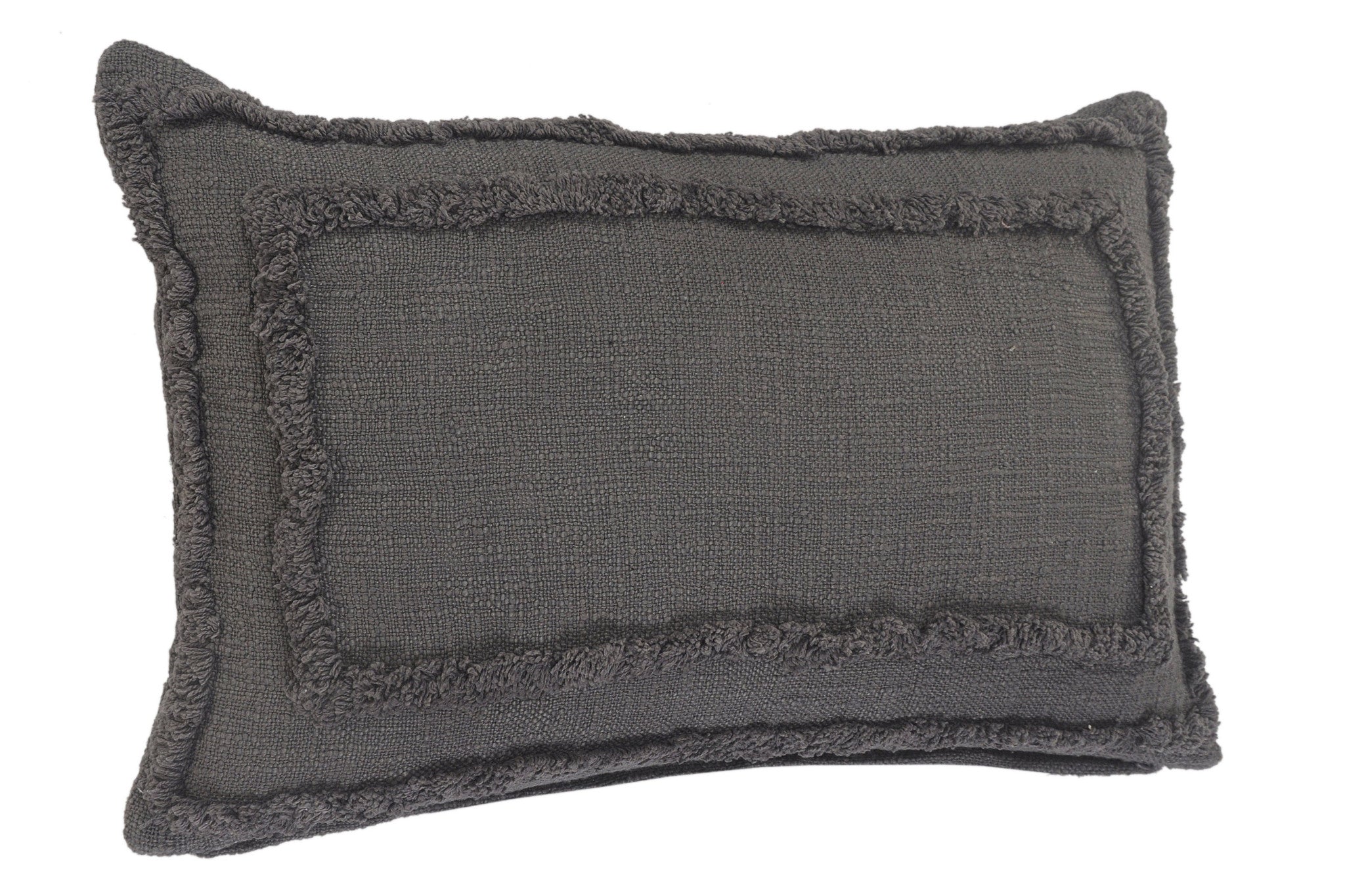 16" X 24" Dark Gray 100% Cotton Geometric Zippered Pillow