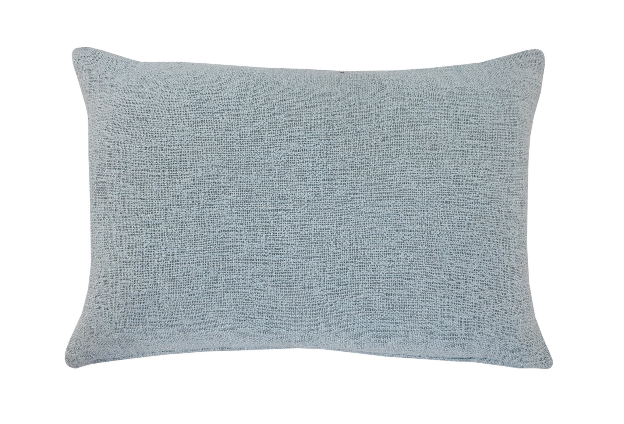 16" X 24" Sky Blue And White 100% Cotton Geometric Zippered Pillow