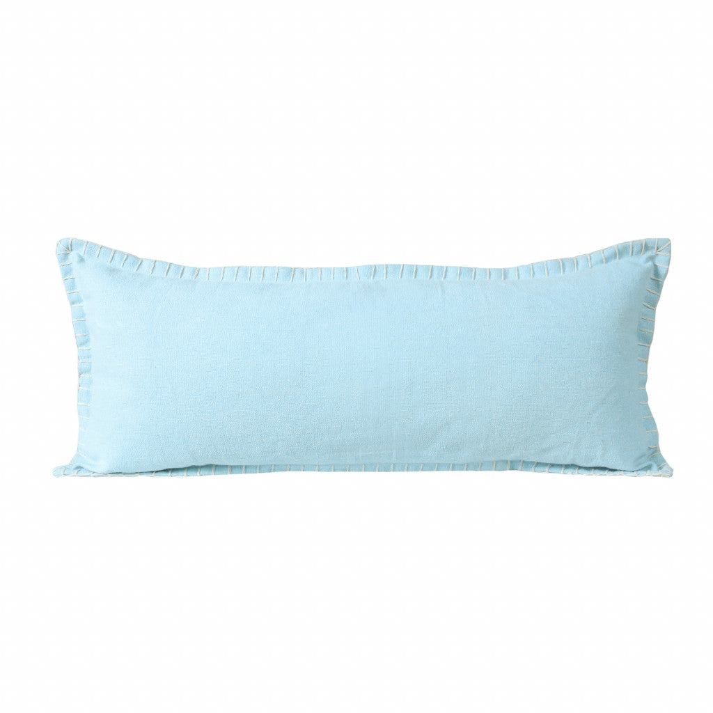 14" X 36" Light Blue 100% Cotton Zippered Pillow