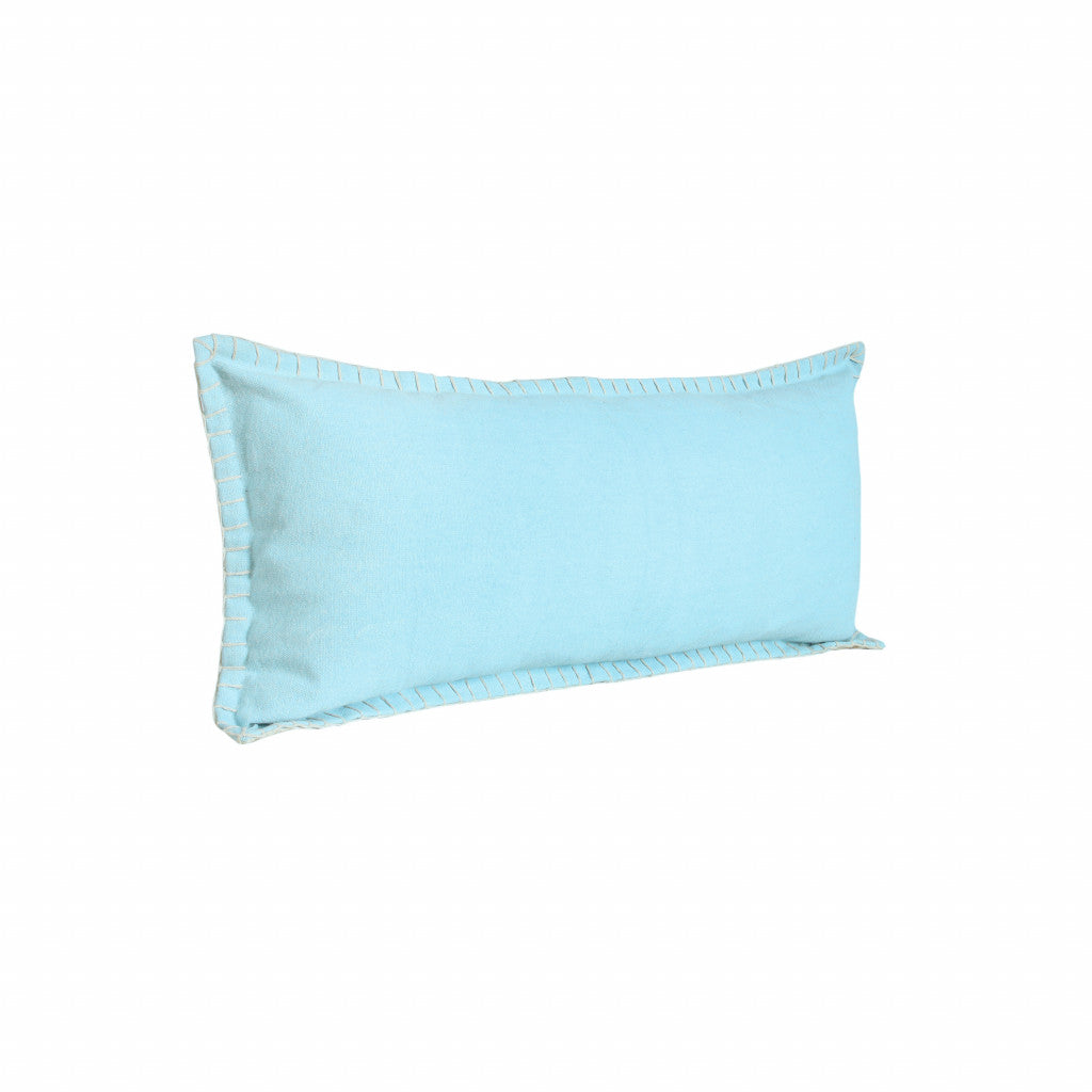 14" X 36" Light Blue 100% Cotton Zippered Pillow