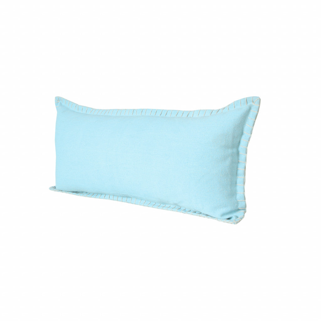 14" X 36" Light Blue 100% Cotton Zippered Pillow