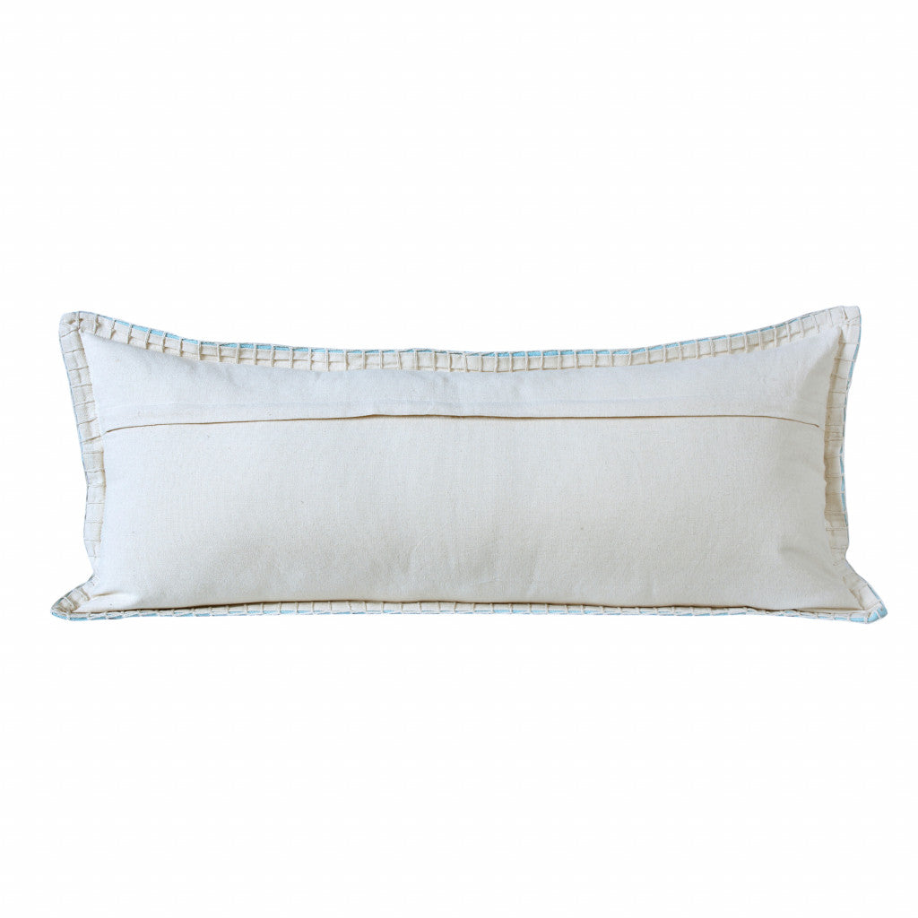 14" X 36" Bright Blue 100% Cotton Zippered Pillow