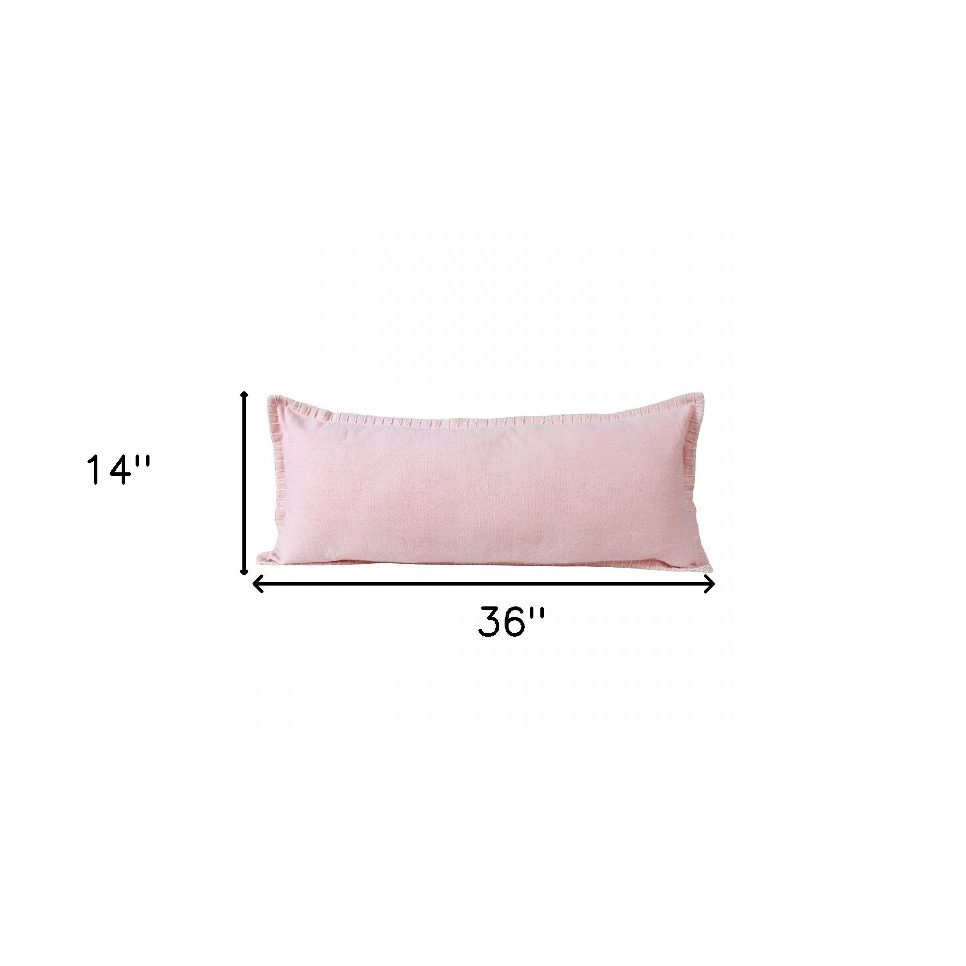 14" X 36" Light Pink 100% Cotton Zippered Pillow