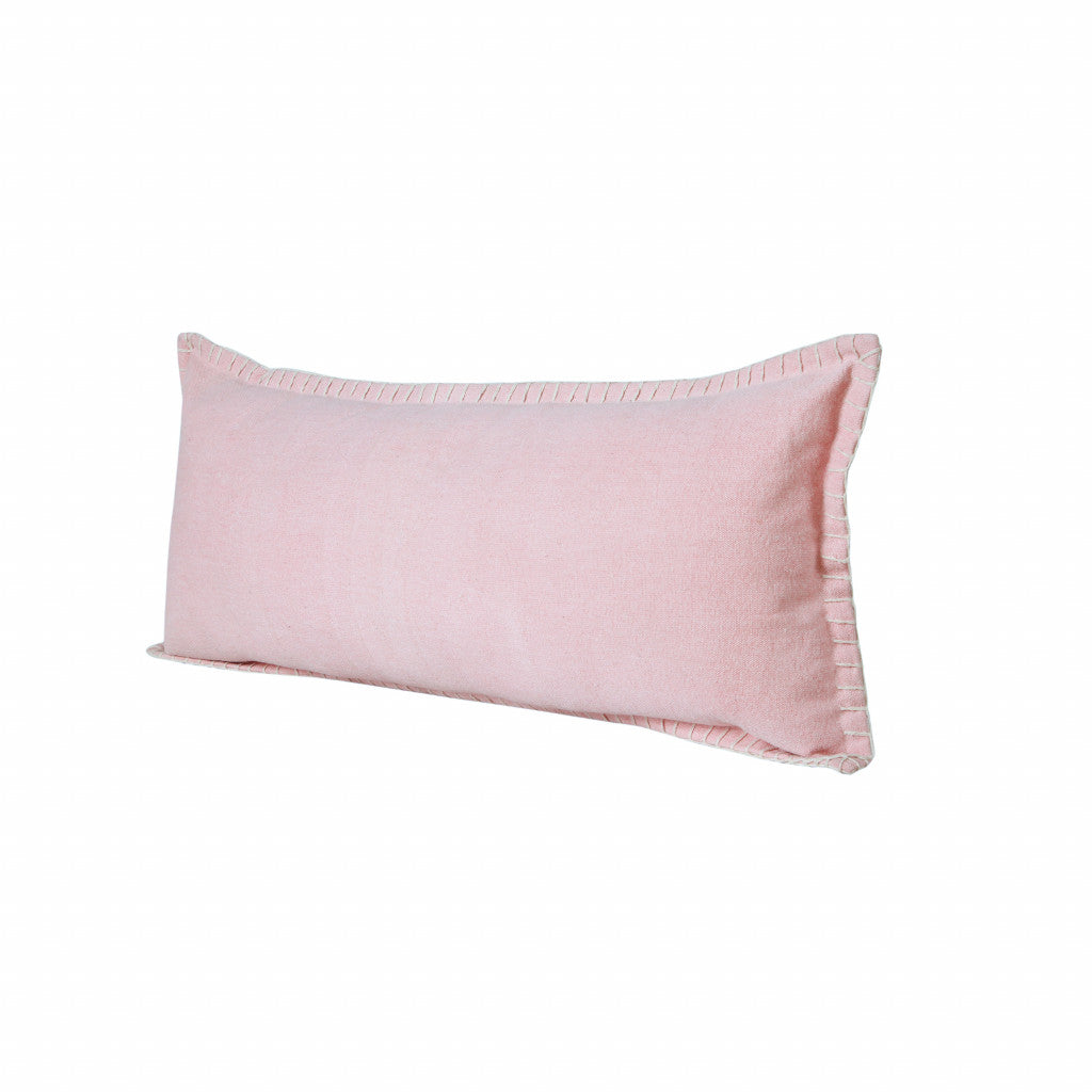 14" X 36" Light Pink 100% Cotton Zippered Pillow