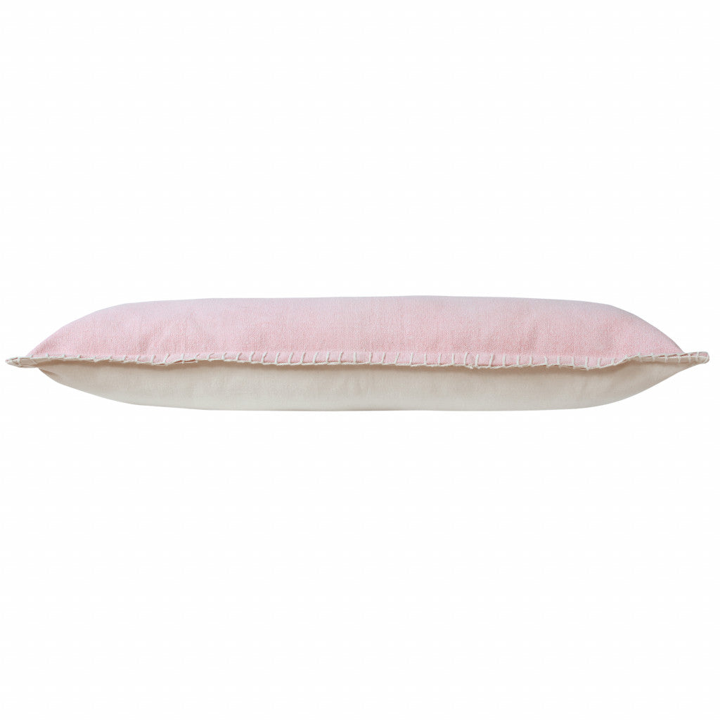 14" X 36" Light Pink 100% Cotton Zippered Pillow