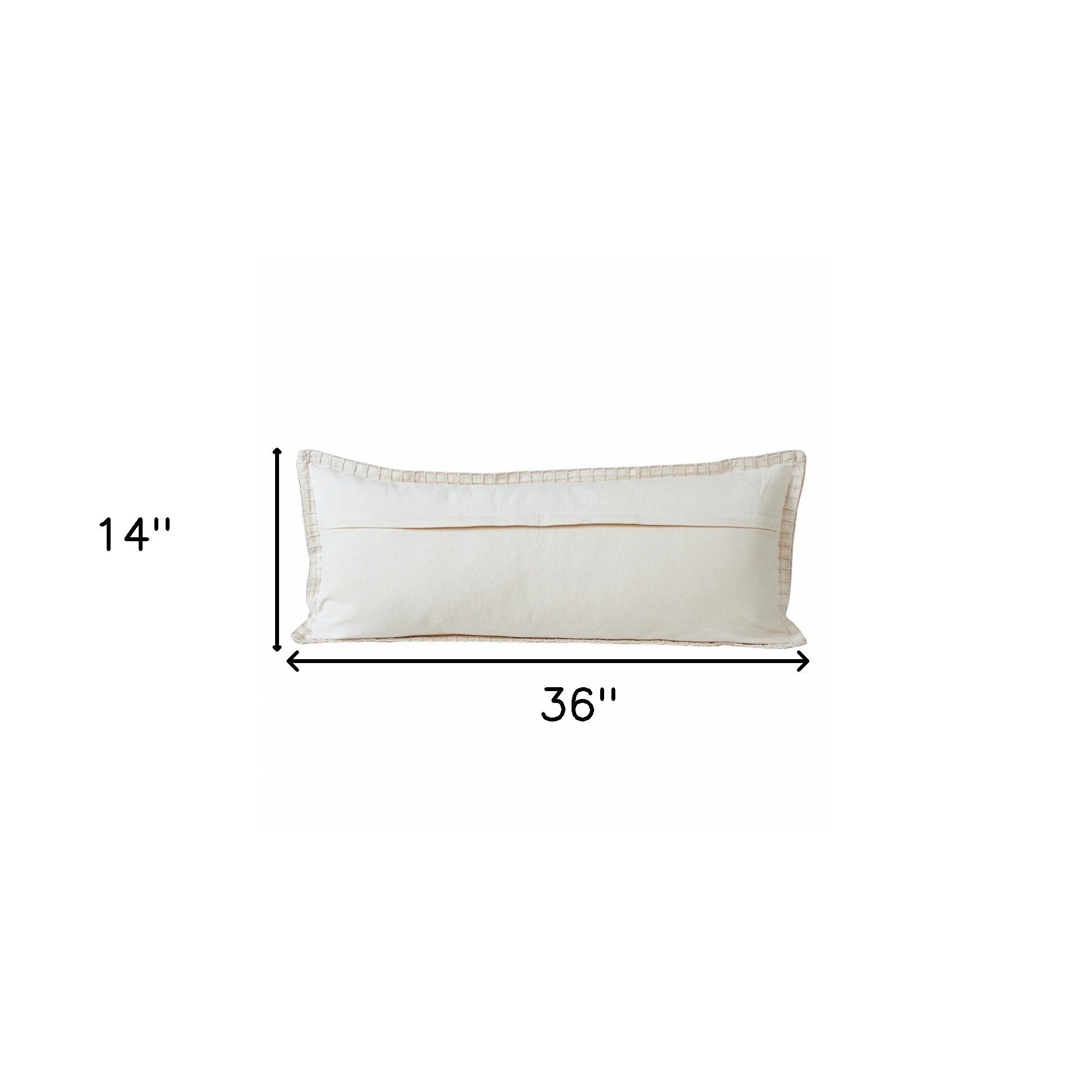 14" X 36" Beige 100% Cotton Zippered Pillow