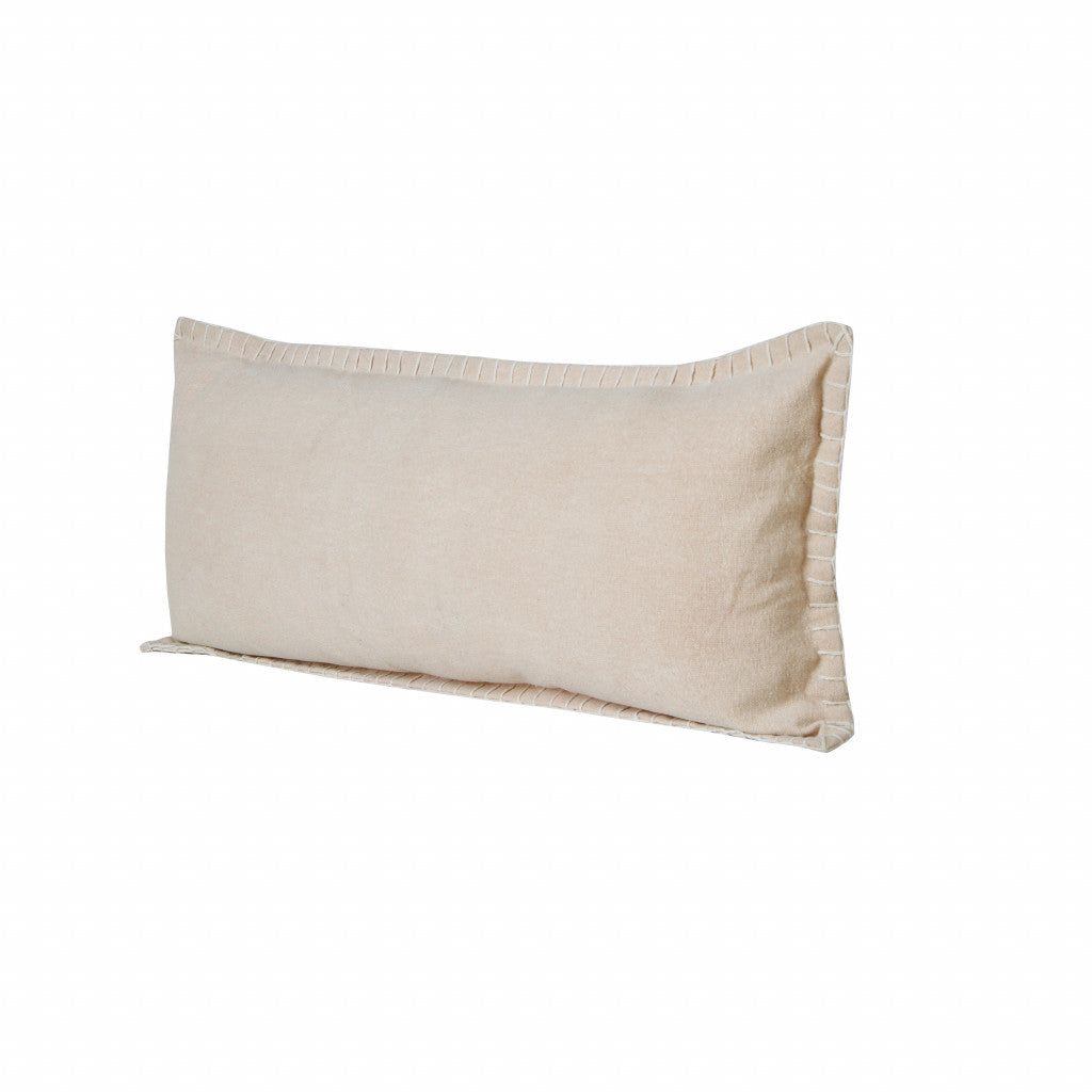 14" X 36" Beige 100% Cotton Zippered Pillow