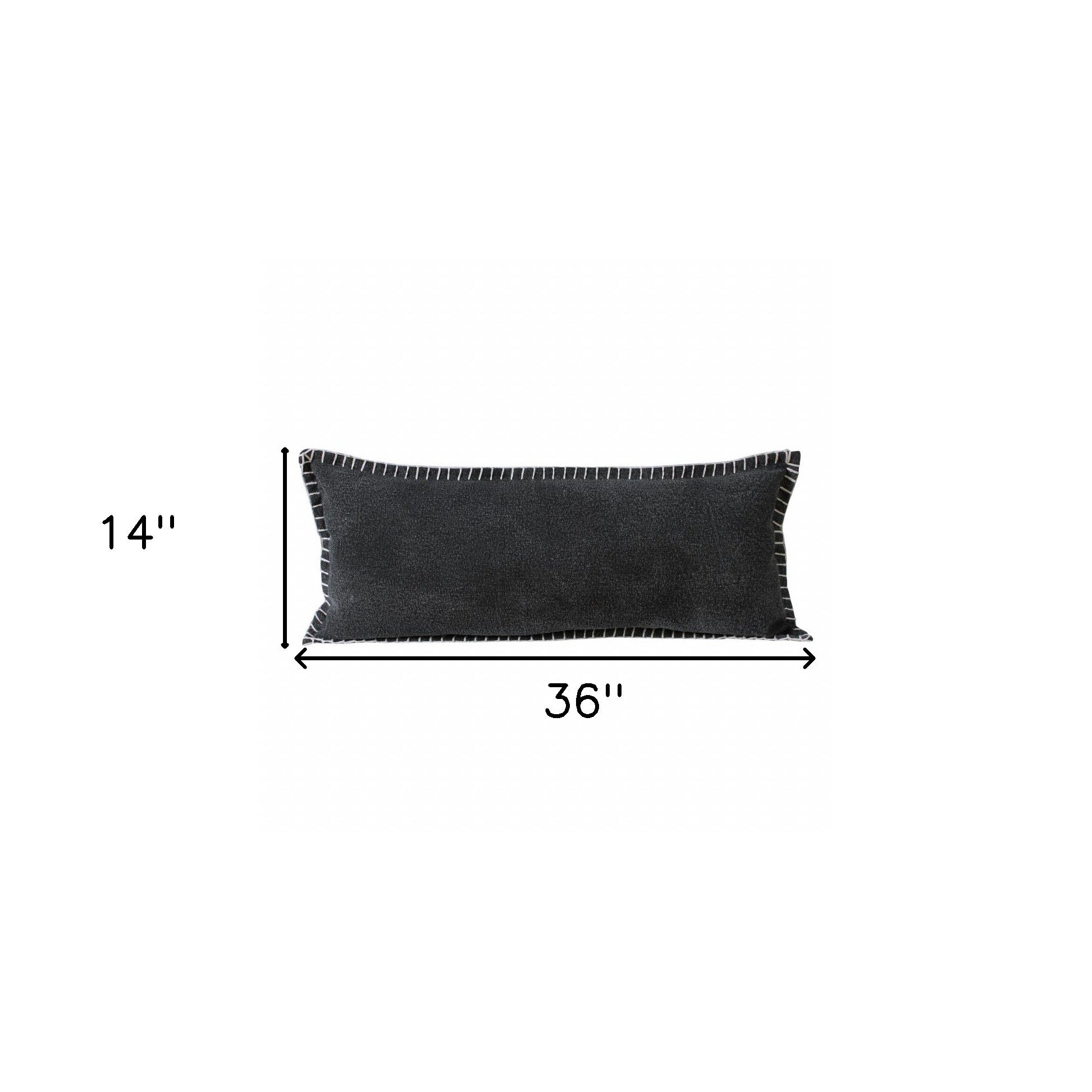 14" X 36" Jet Black 100% Cotton Zippered Pillow