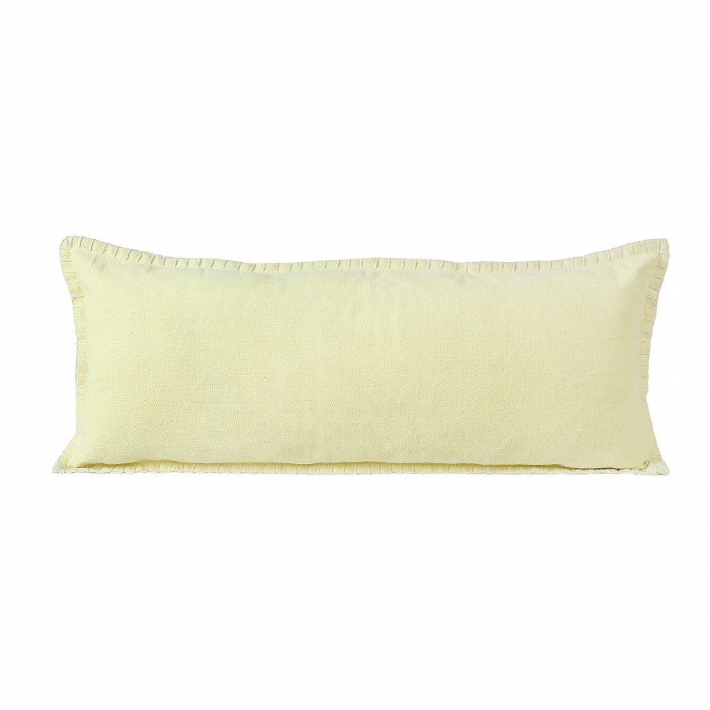 14" X 36" Light Yellow 100% Cotton Zippered Pillow