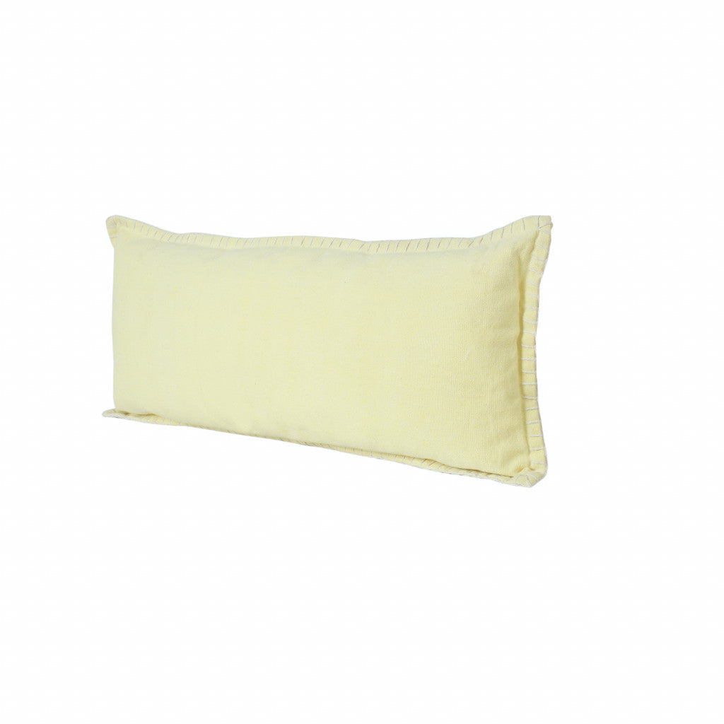 14" X 36" Light Yellow 100% Cotton Zippered Pillow