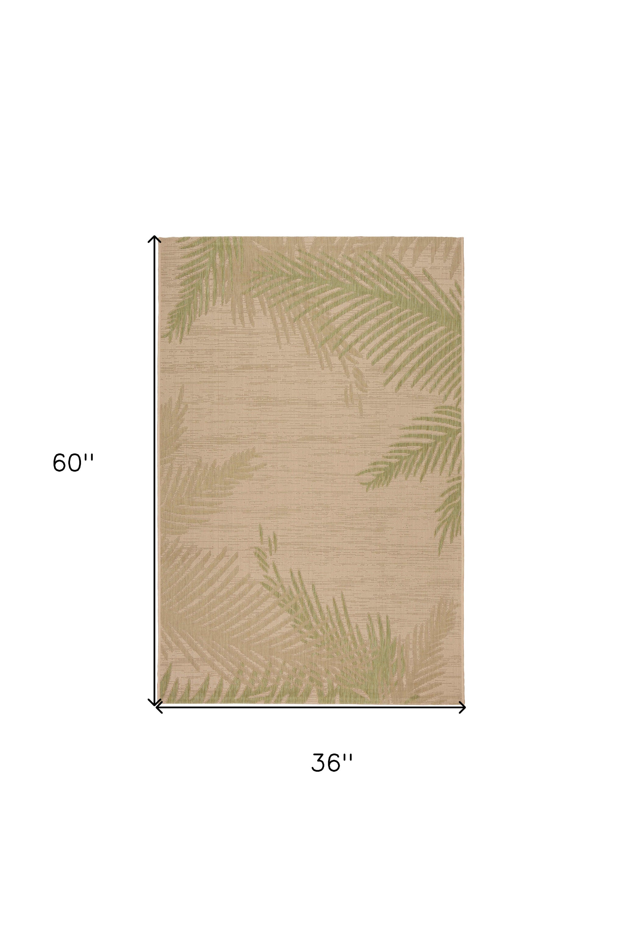 3' X 5' Beige Floral Indoor Outdoor Area Rug