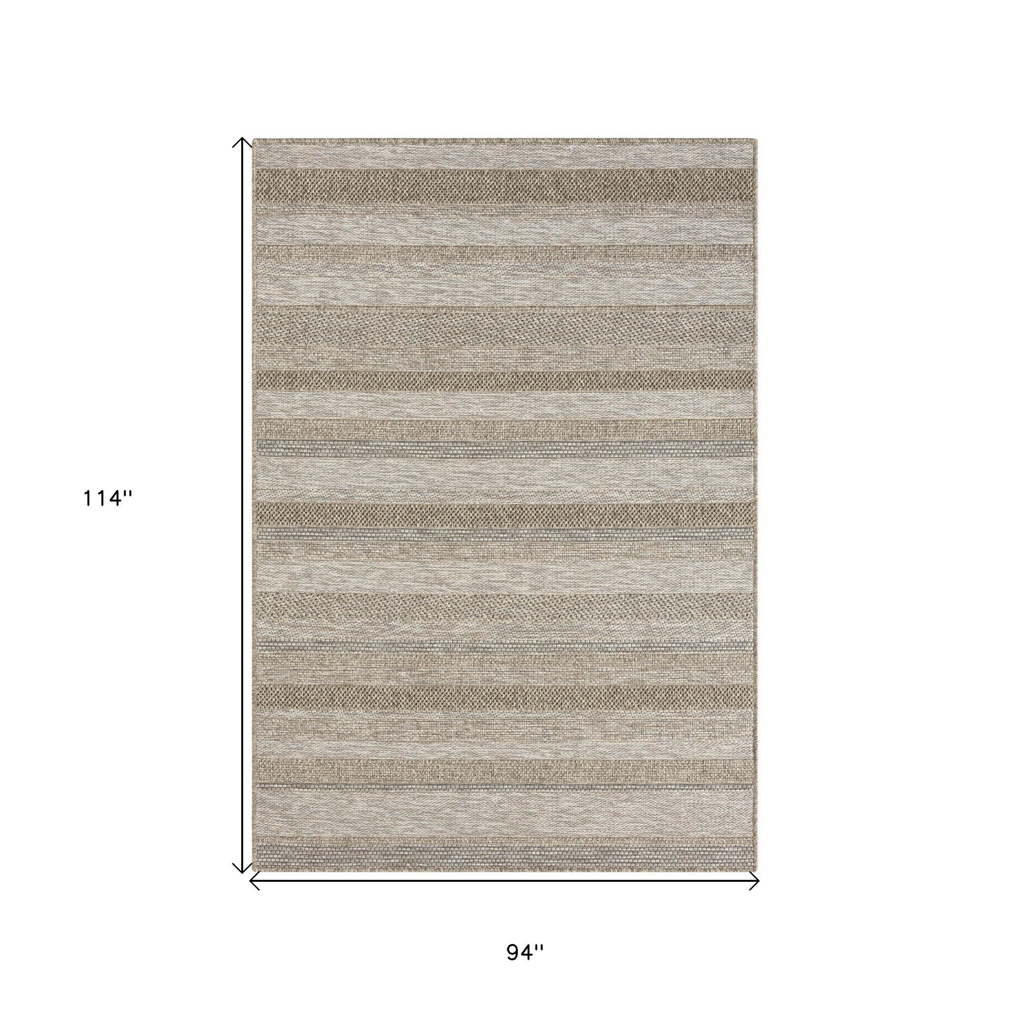 8' X 10' Gray Striped Handmade Indoor Outdoor Area Rug