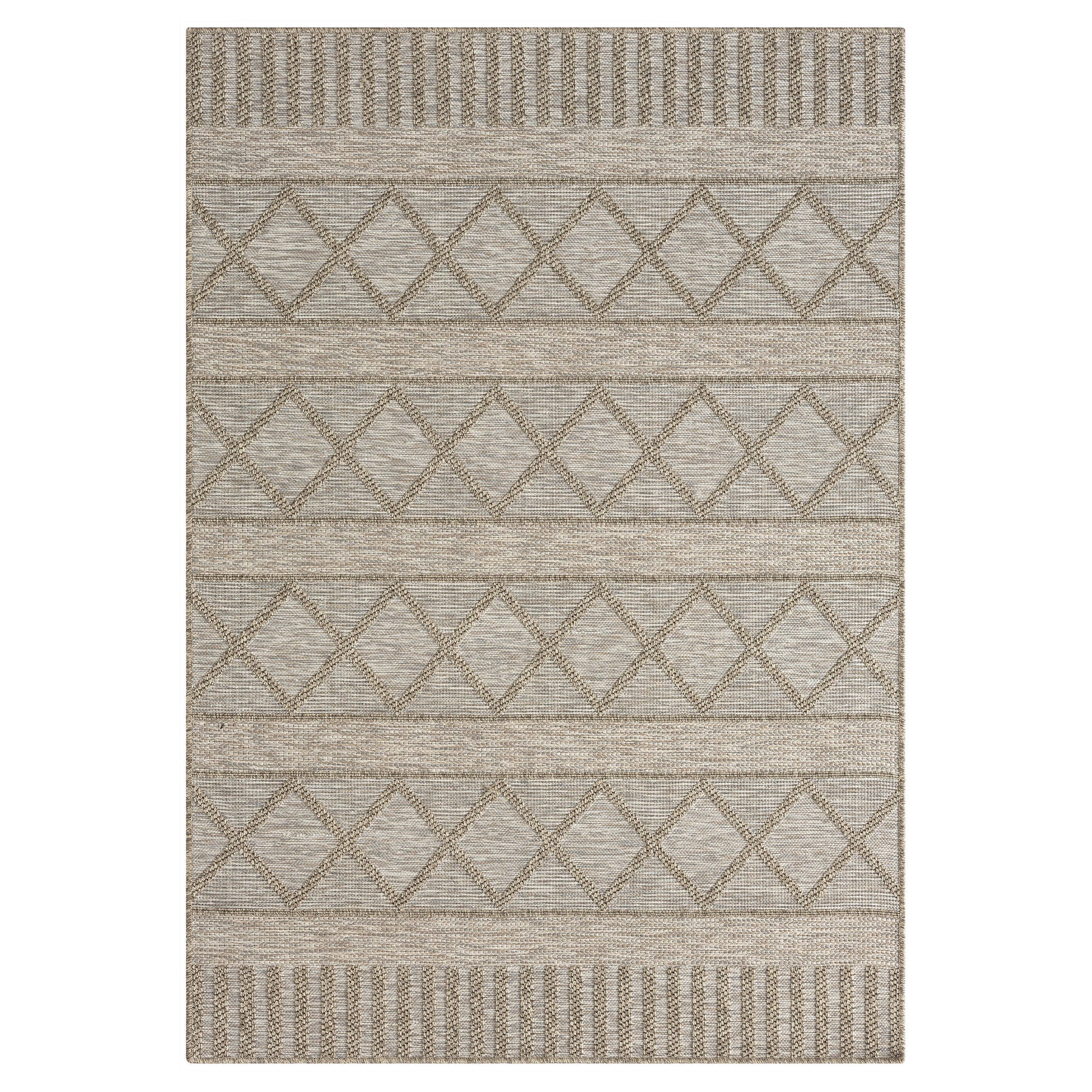 5' X 7' Gray Striped Handmade Indoor Outdoor Area Rug