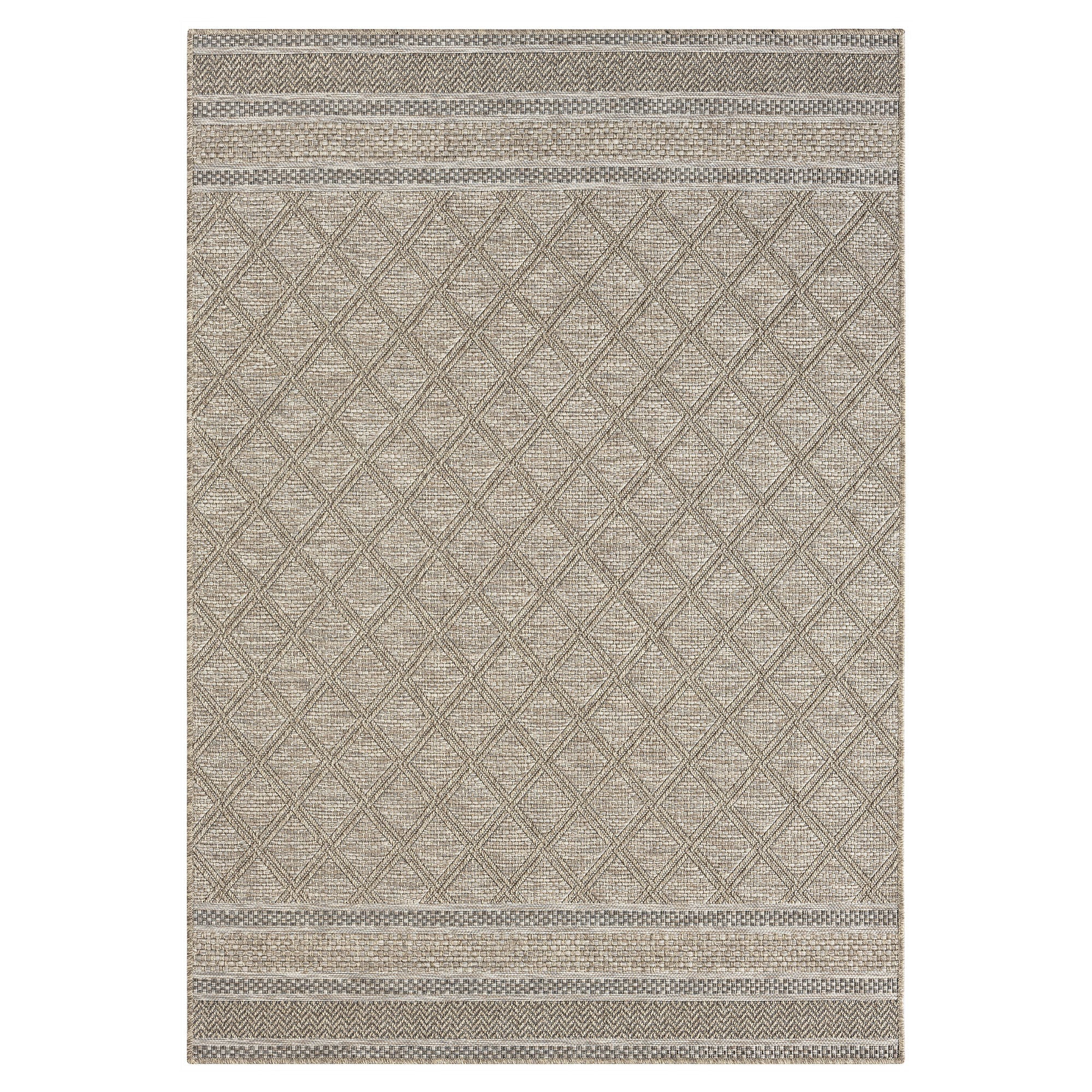 5' X 7' Gray Geometric Handmade Indoor Outdoor Area Rug