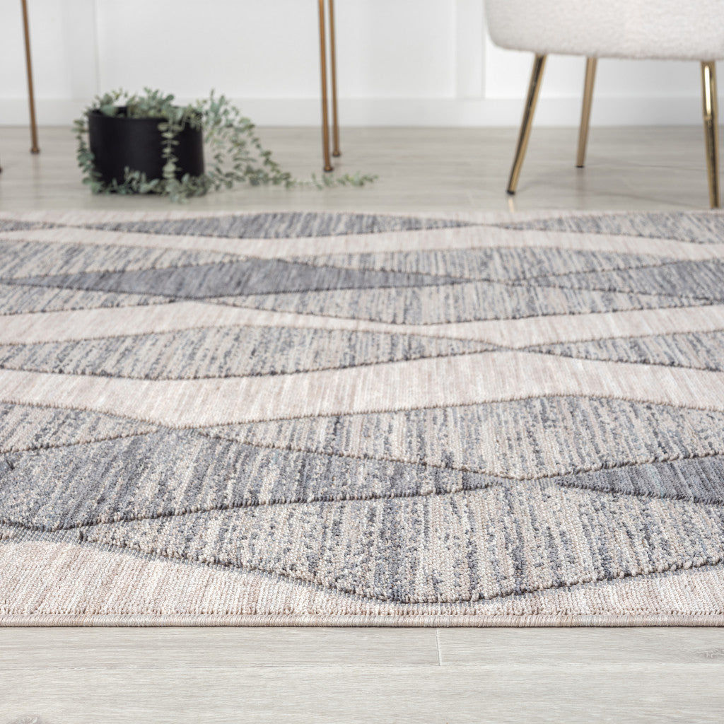 8' X 11' Blue And Gray Geometric Indoor Outdoor Area Rug