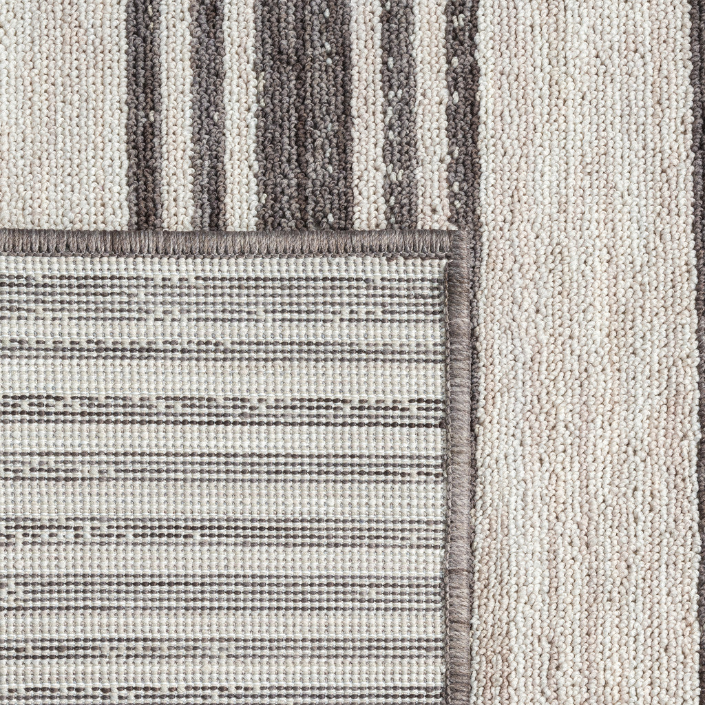 5' X 7' Gray And Ivory Striped Indoor Outdoor Area Rug