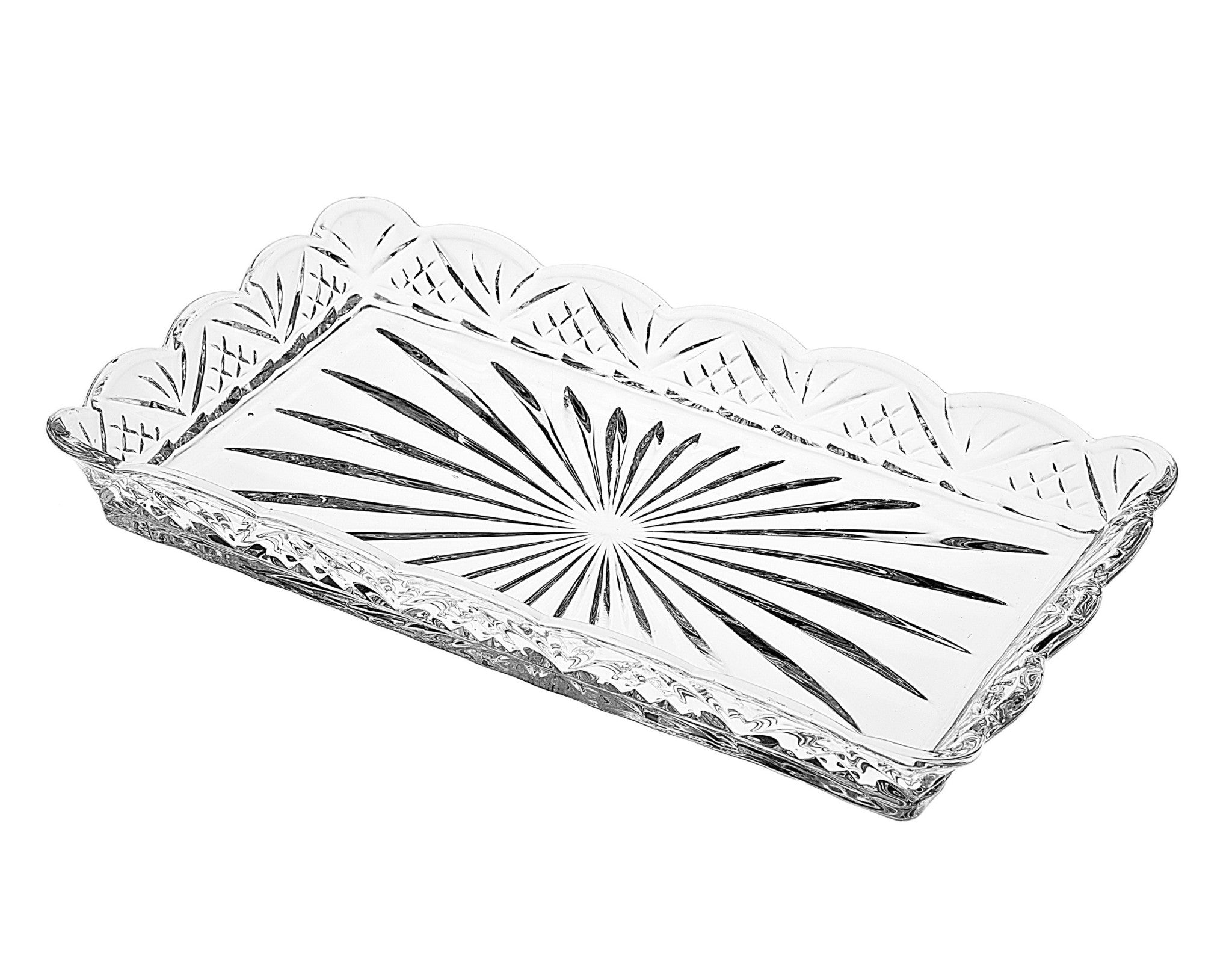 10" Rectangular Cut Crystal Narrow Serving Tray