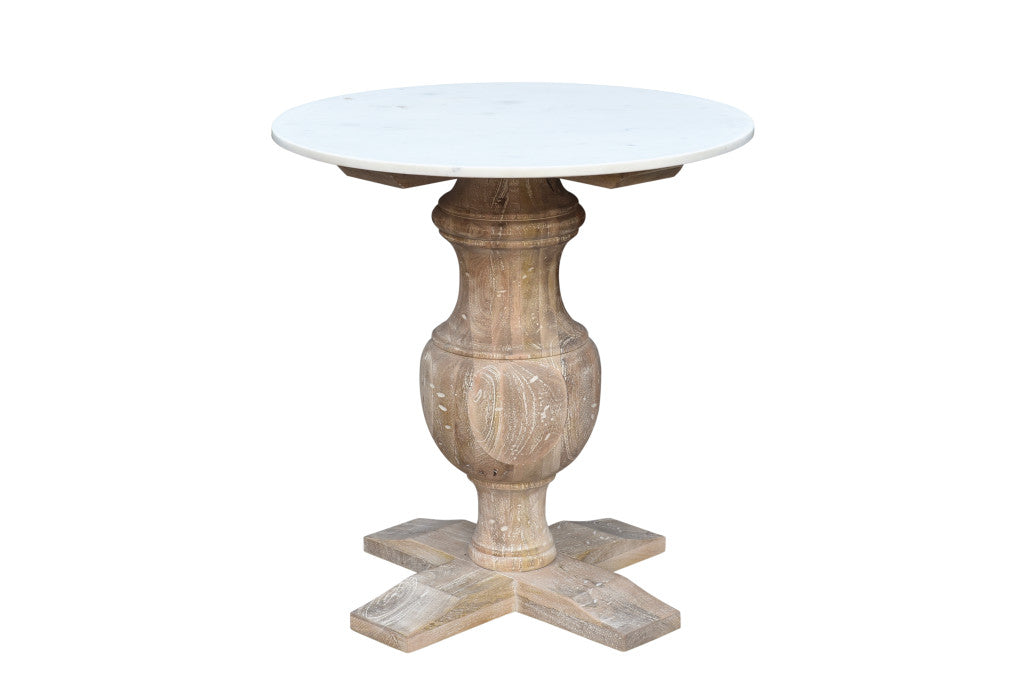 26" Brown Solid Wood Round End Table