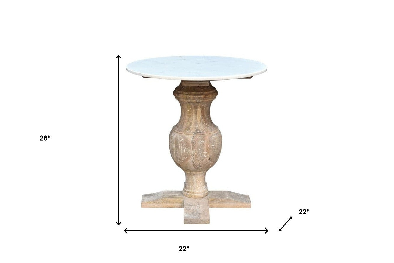 26" Brown Solid Wood Round End Table