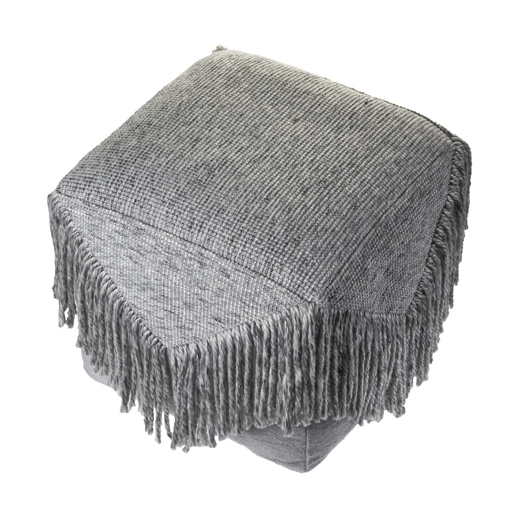 18" Gray Wool Ottoman