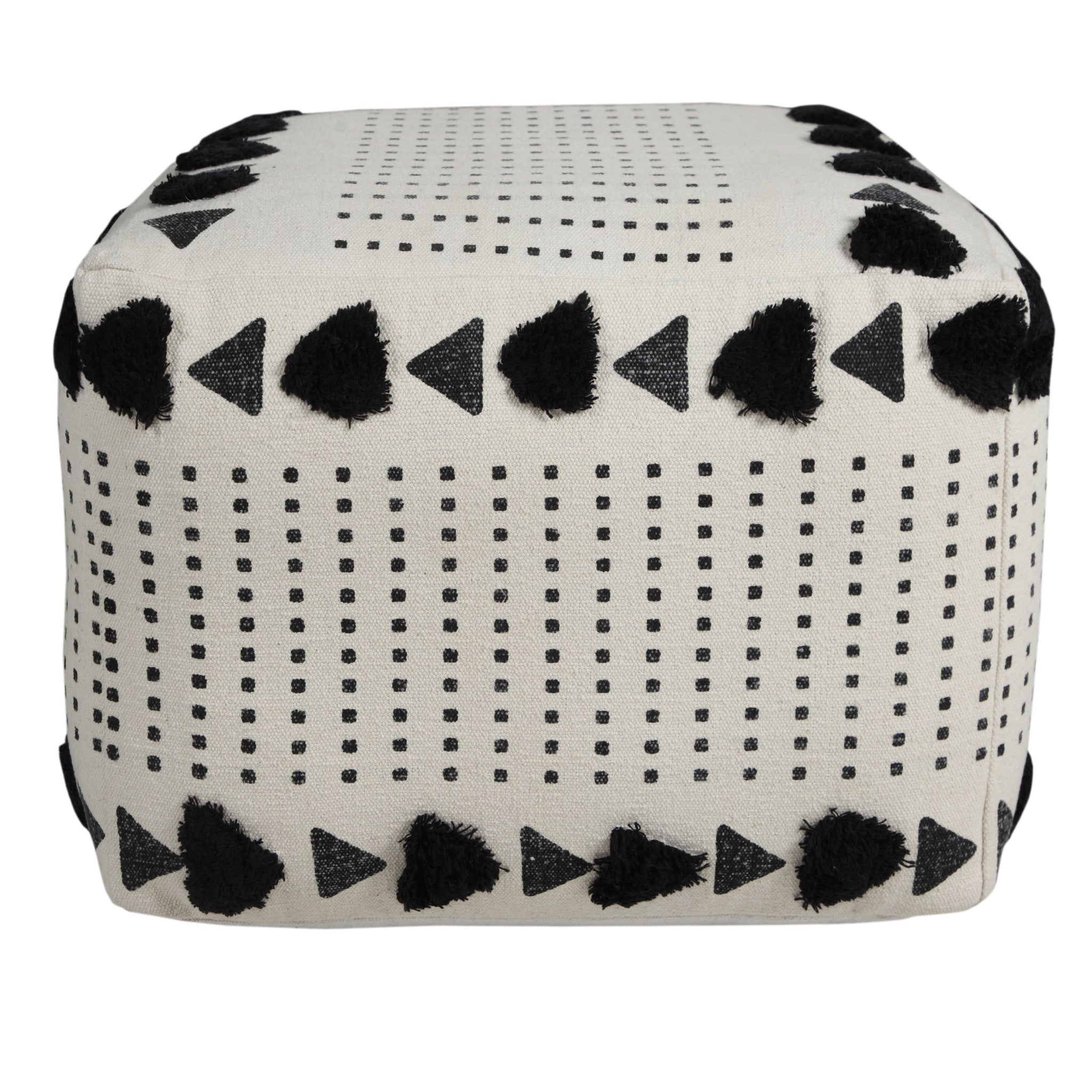 18" White 100% Cotton Ottoman