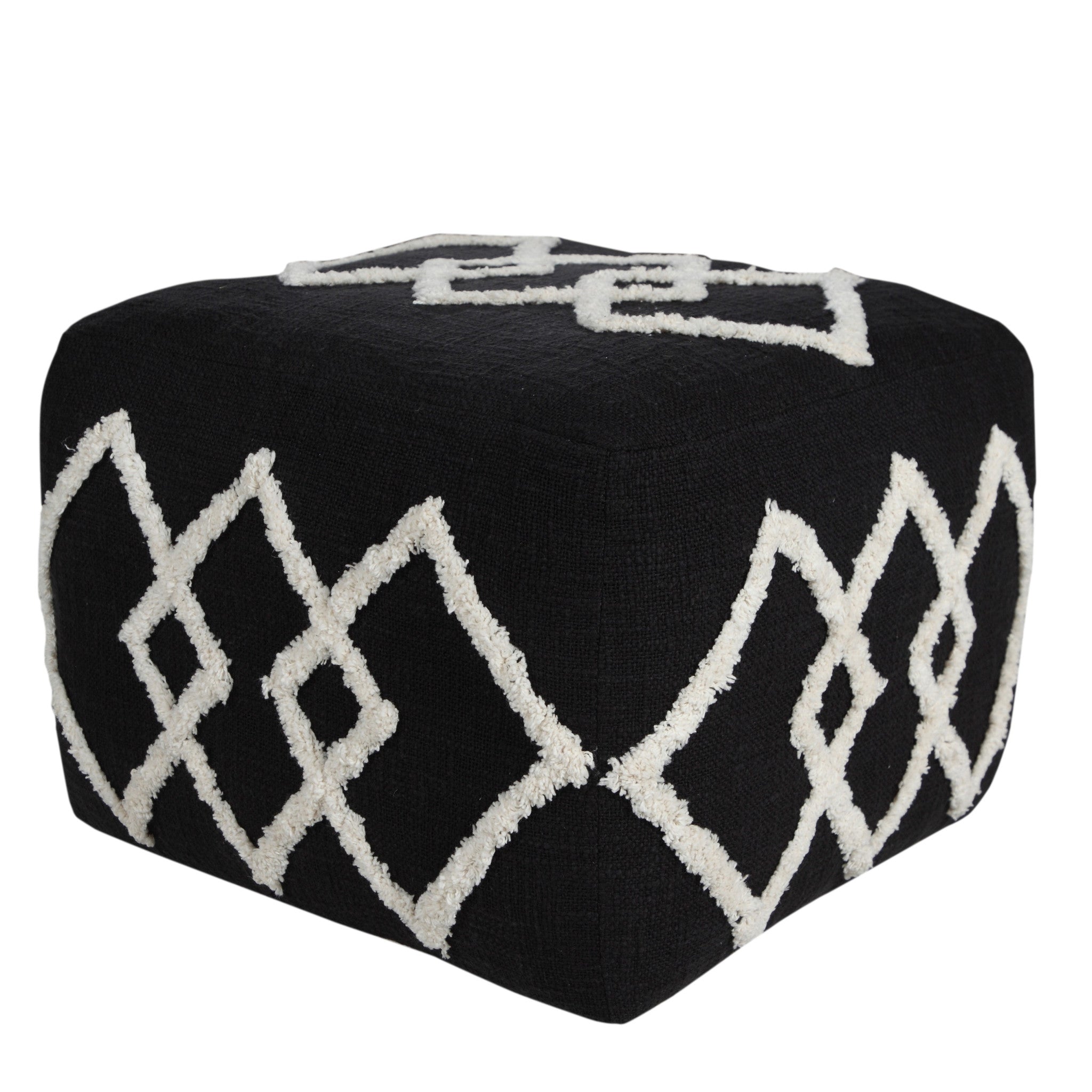 18" Black 100% Cotton Ottoman