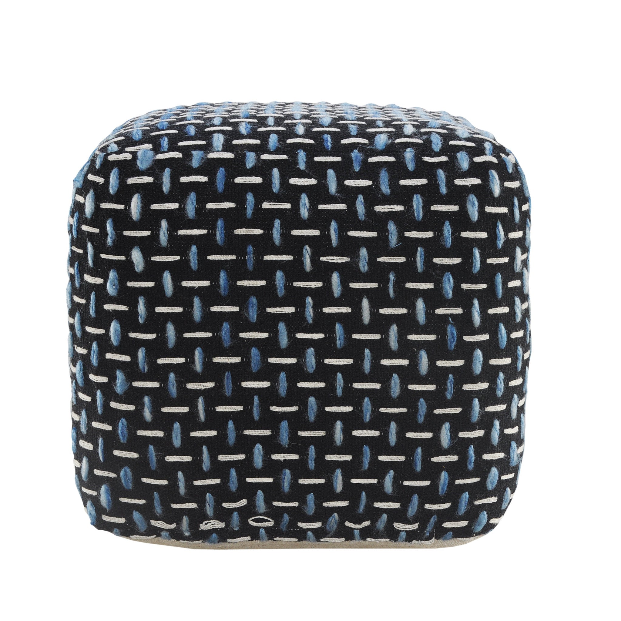 16" Black Polyester Ottoman