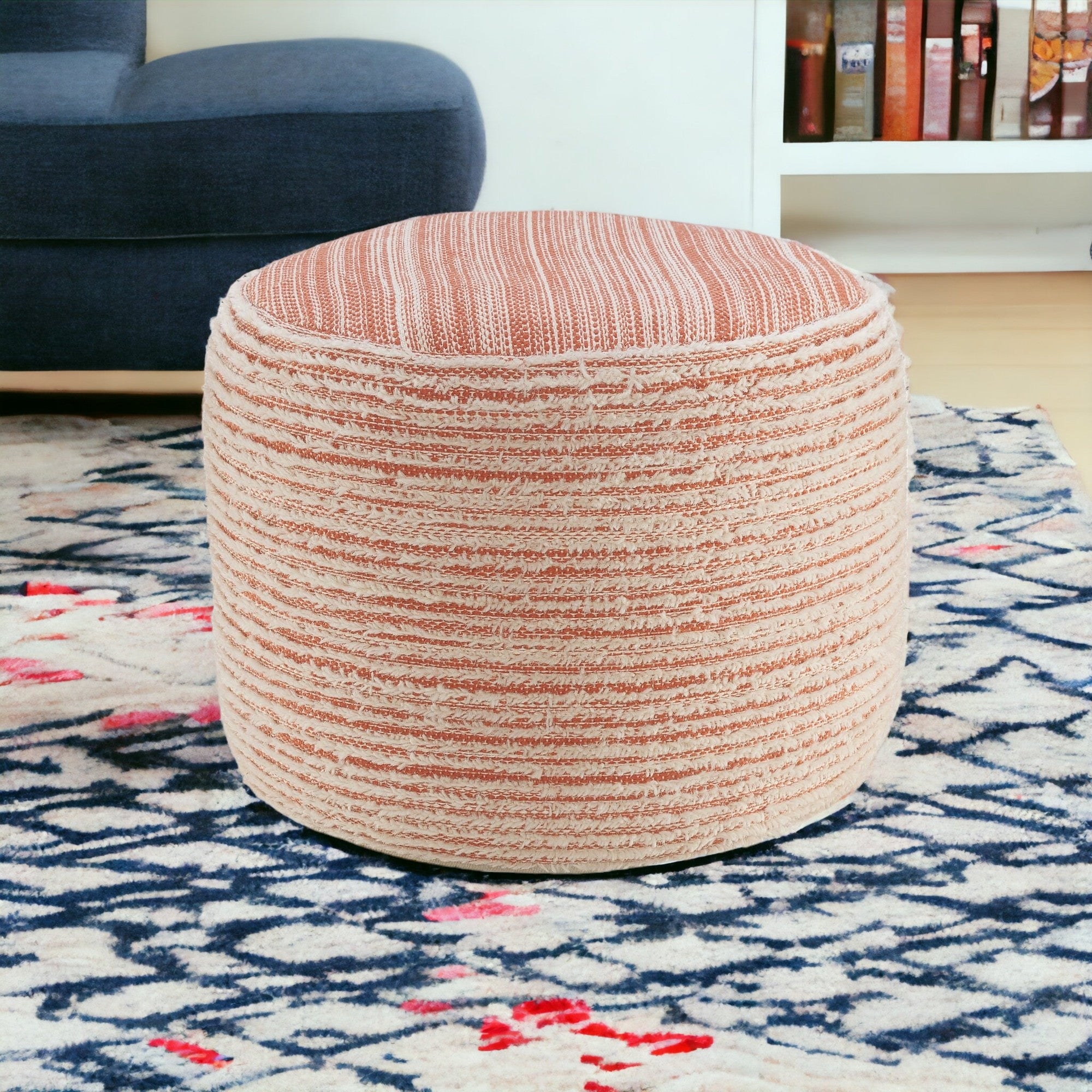 18" Pink Polyester Ottoman