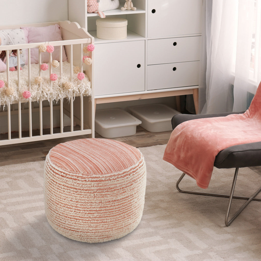 18" Pink Polyester Ottoman