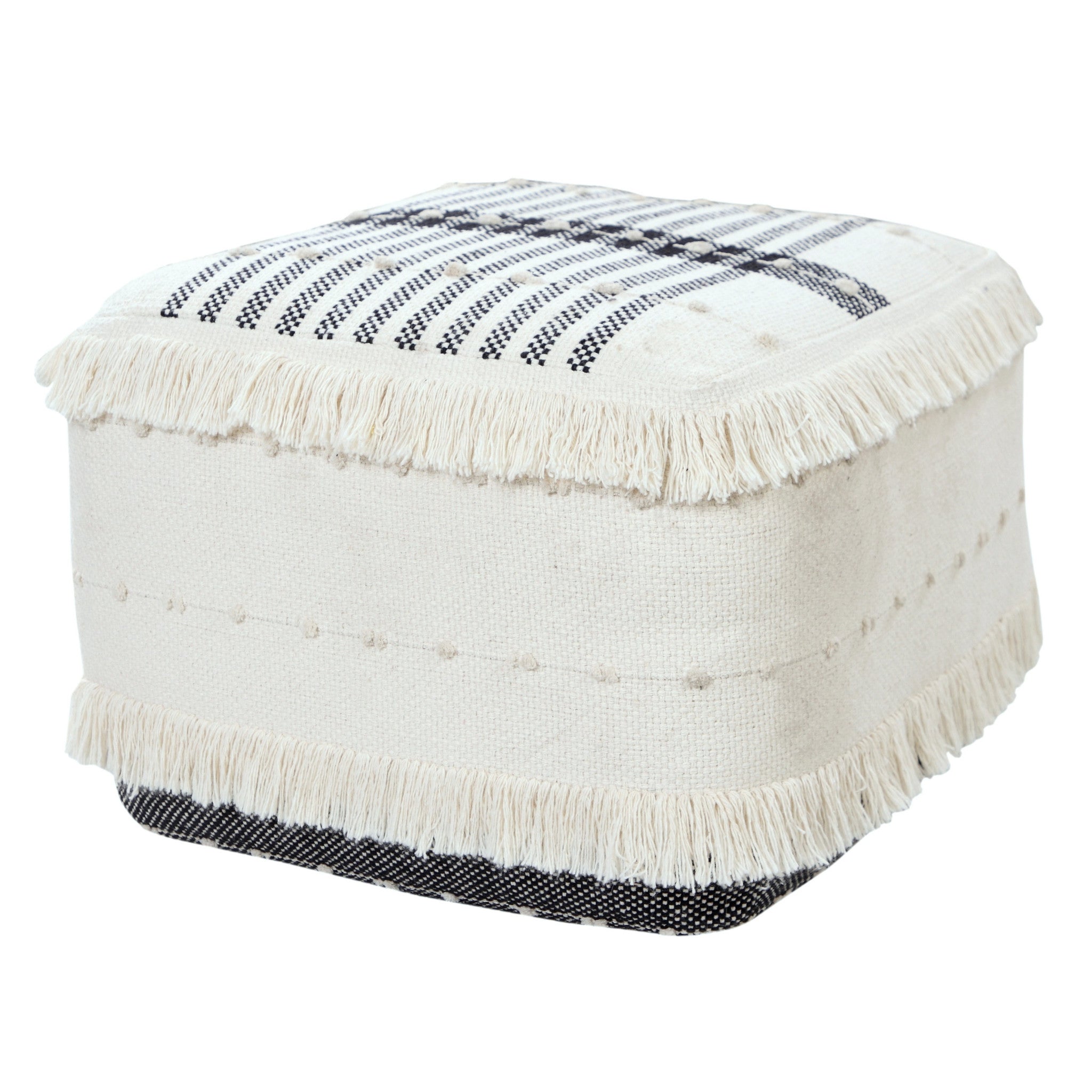 18" White 100% Cotton Ottoman