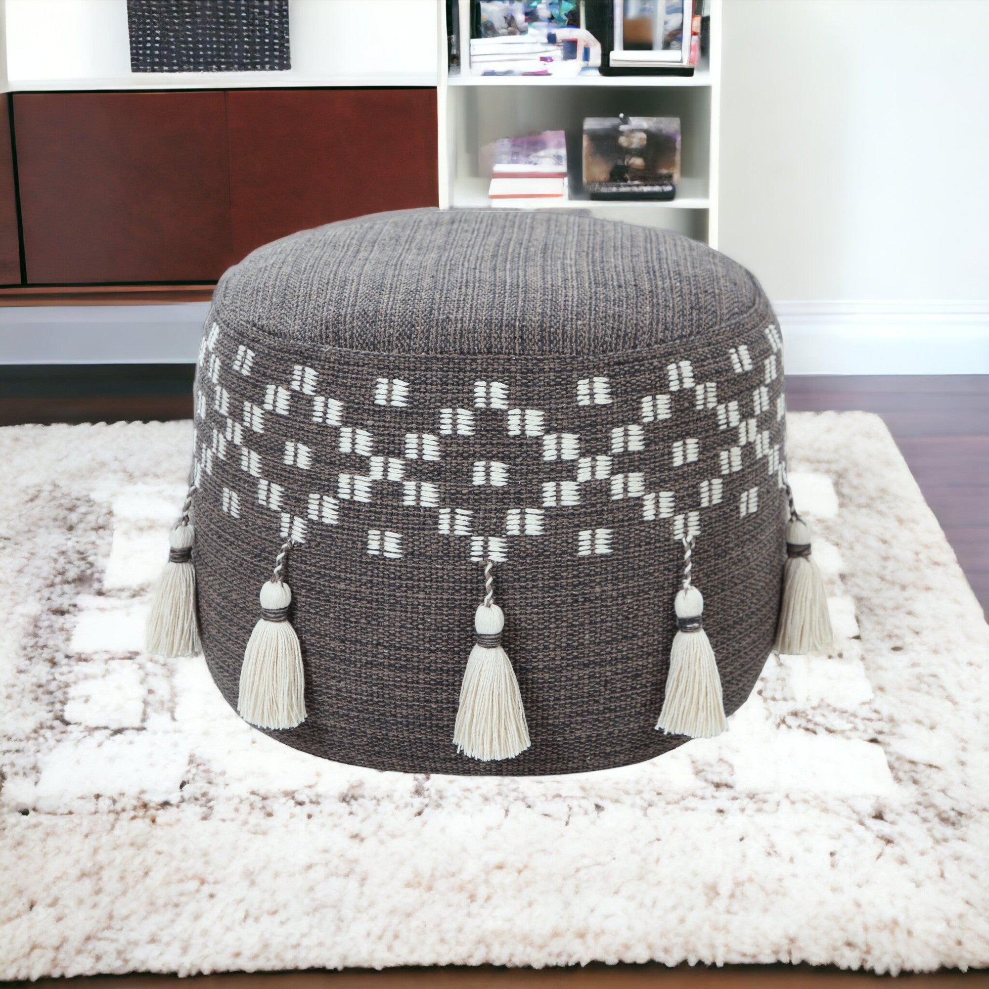 18" Gray 100% Cotton Ottoman