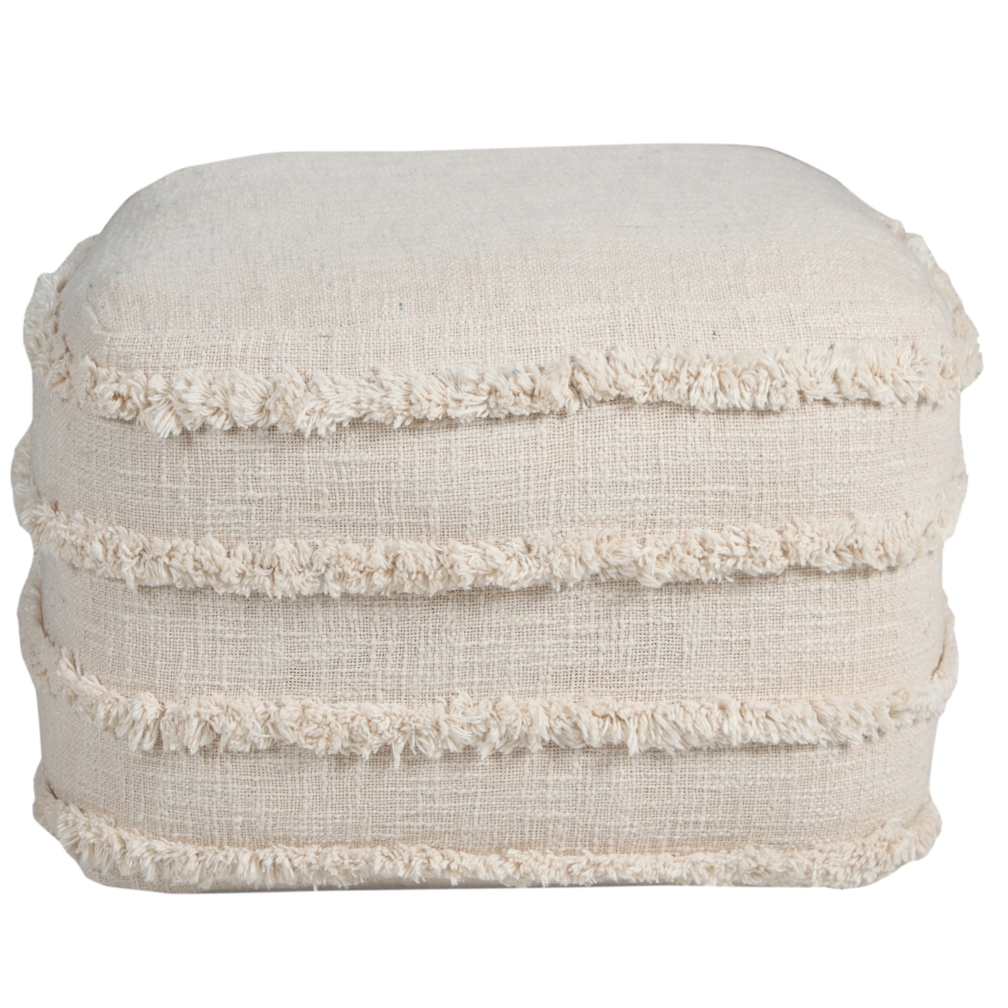 18" Cream 100% Cotton Ottoman