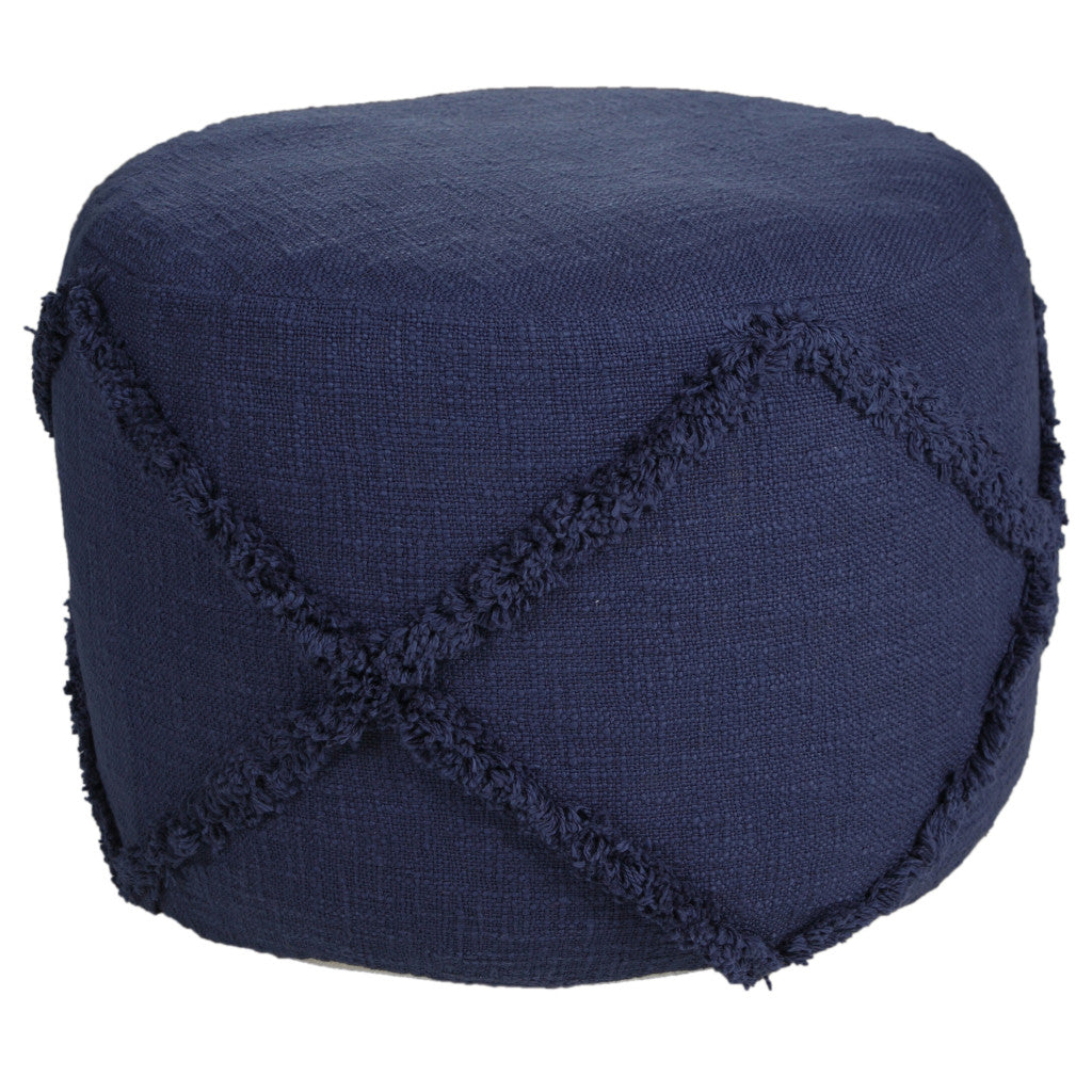 18" Blue 100% Cotton Ottoman