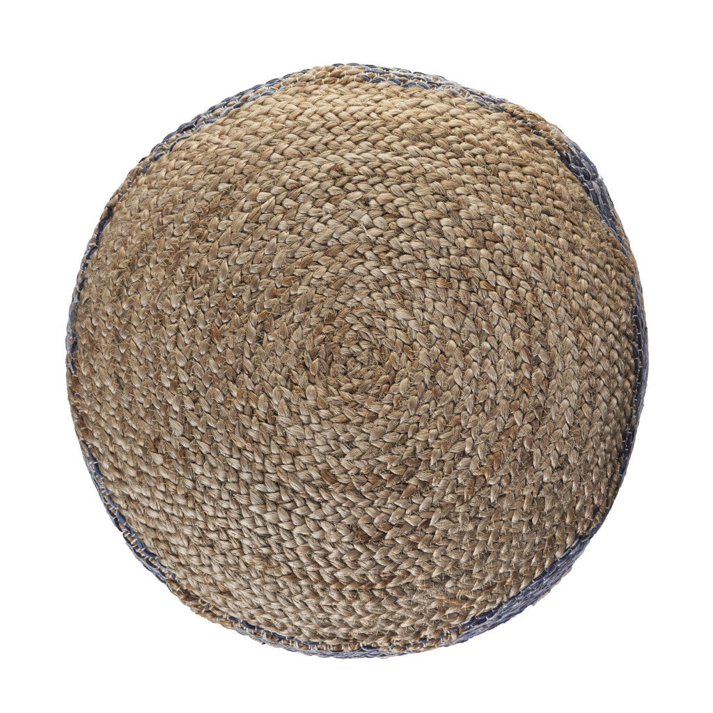 18" Blue Jute Ottoman