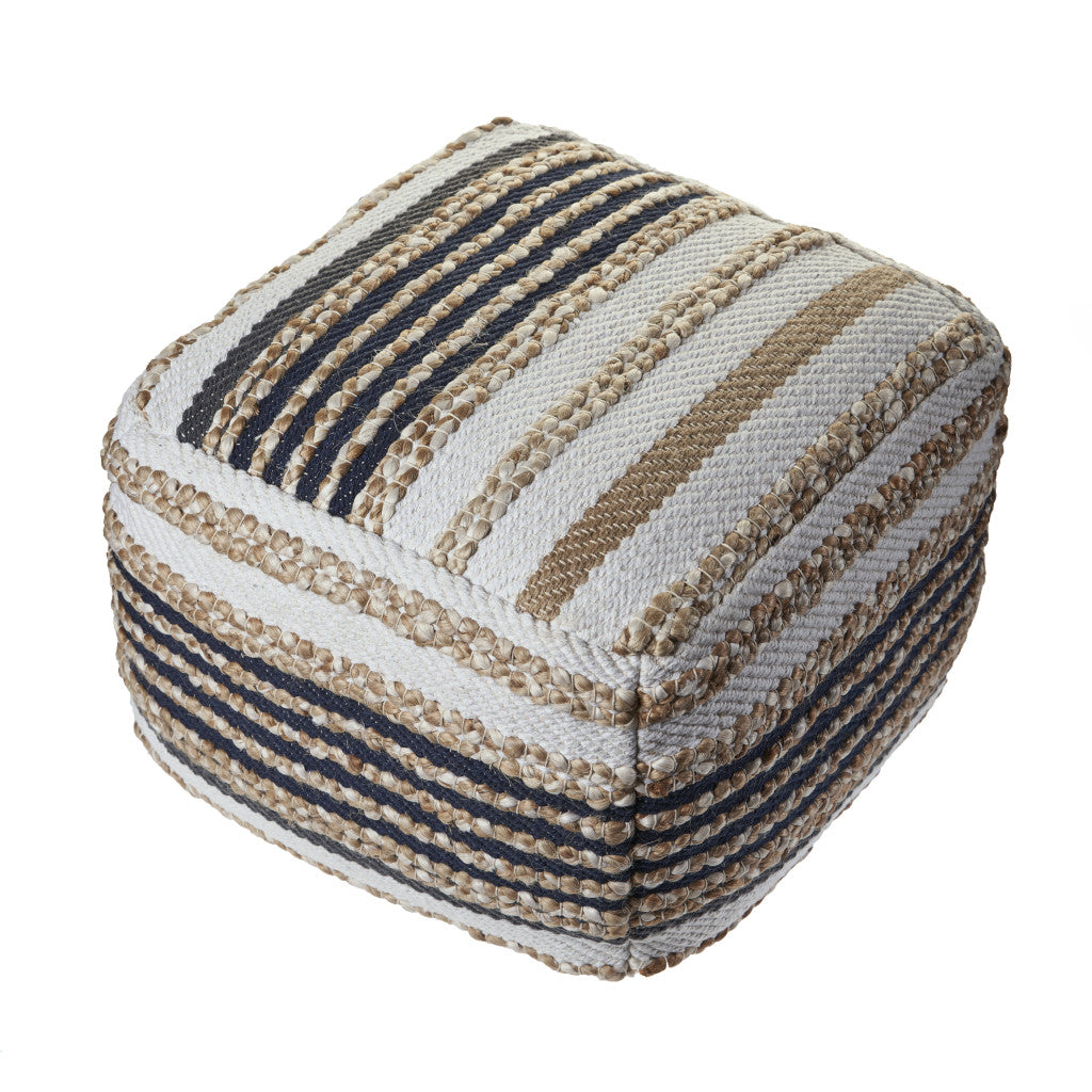 18" Tan Jute Ottoman