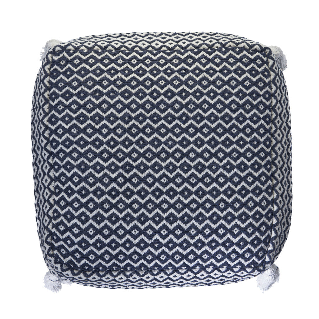 18" Blue 100% Cotton Ottoman