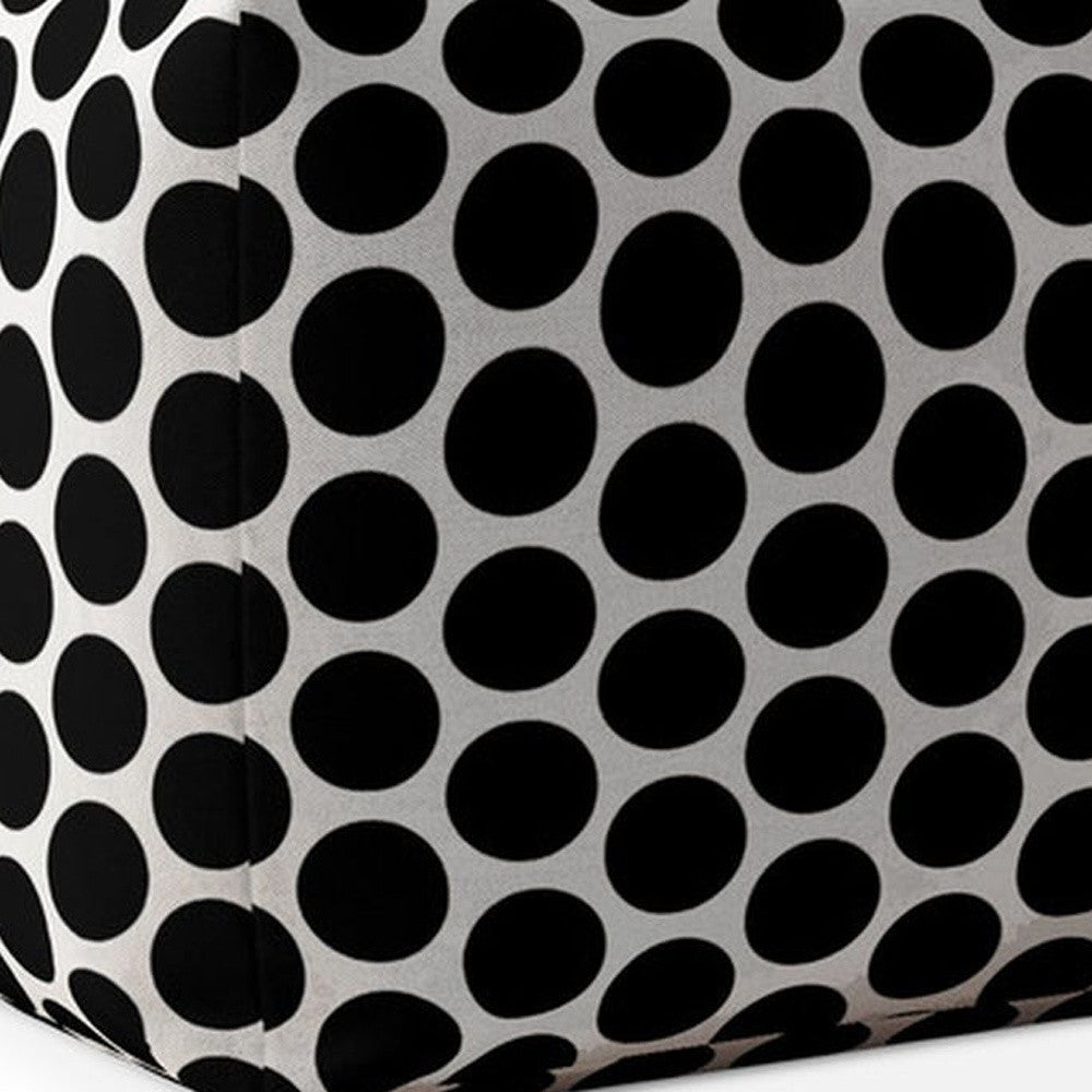 17" Black And White Cotton Polka Dots Pouf Ottoman