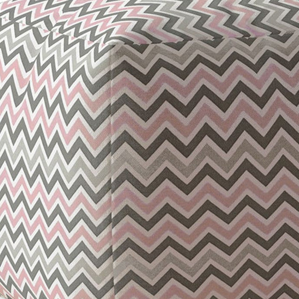 17" Gray Twill Chevron Pouf Ottoman