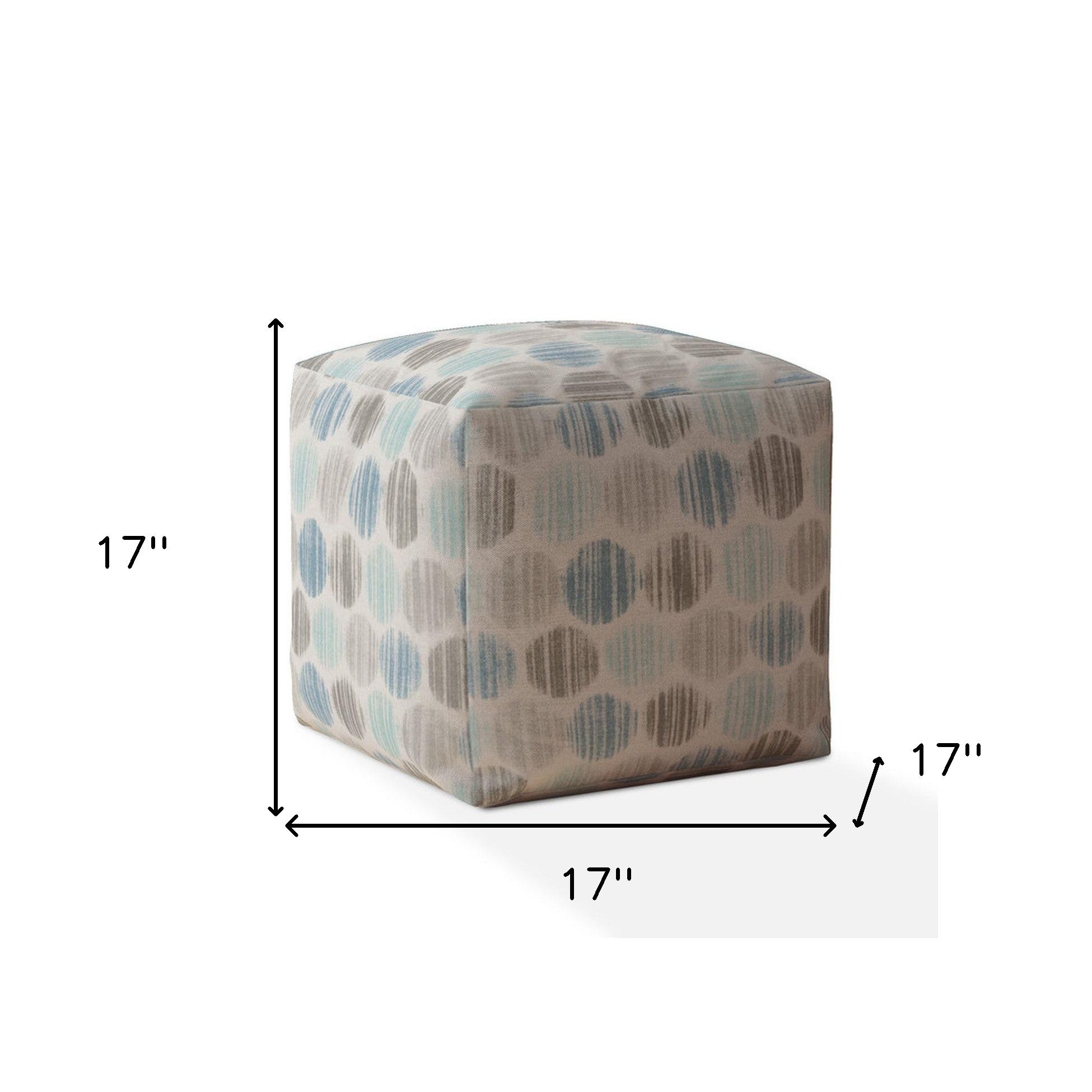 17" Blue Flax Polka Dots Pouf Cover