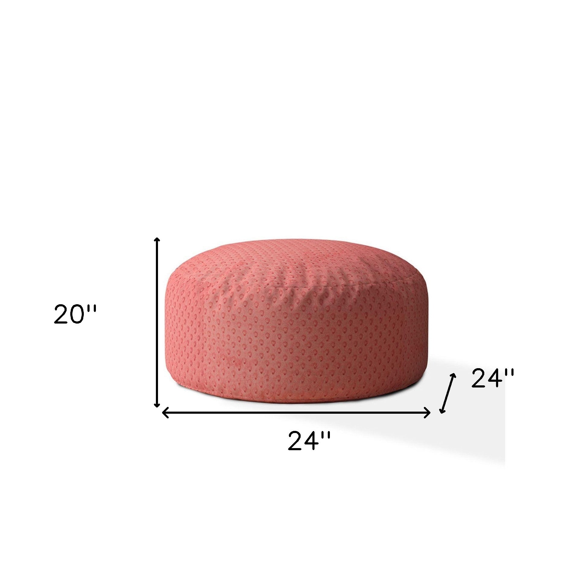 24" Coral Polyester Round Pouf Cover