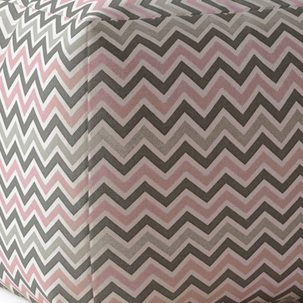 17" Gray Twill Chevron Pouf Cover