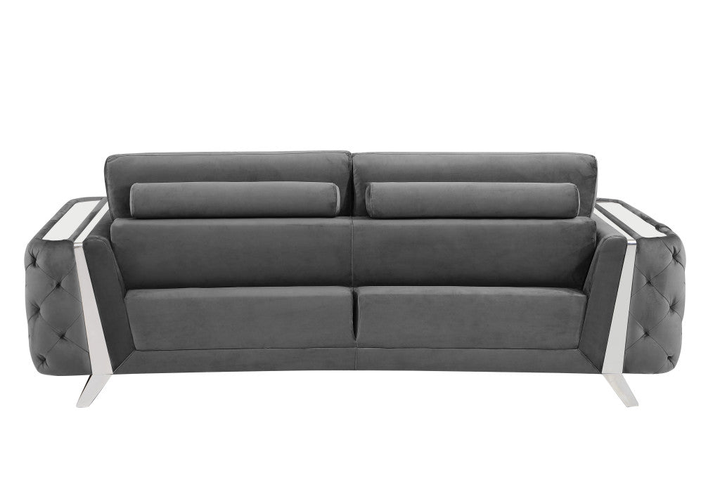 Three Piece Dark Gray Velvet Six Person Seating Set