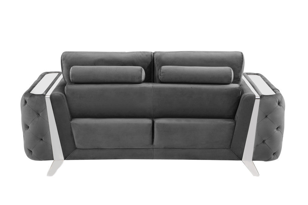 Three Piece Dark Gray Velvet Six Person Seating Set