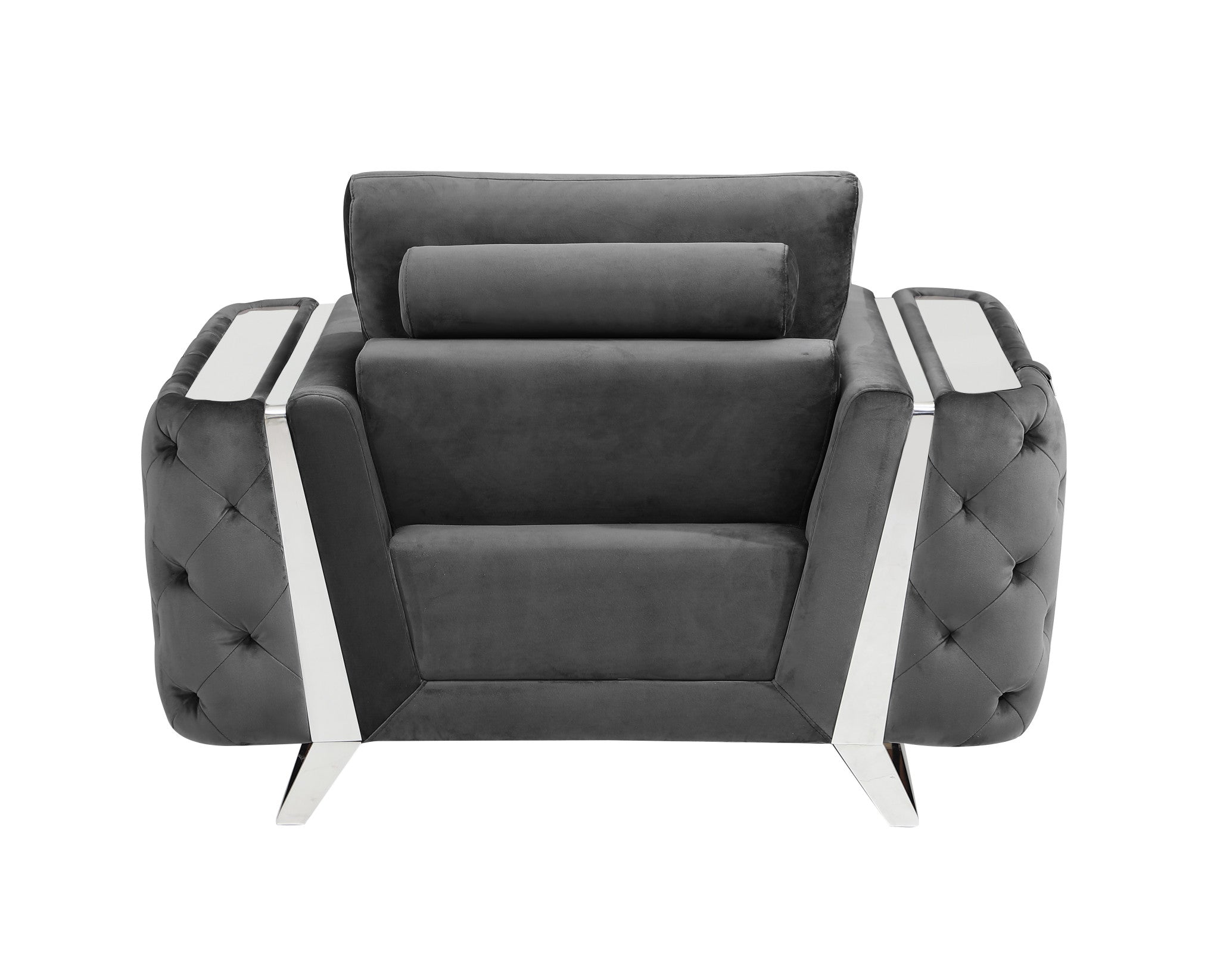 Three Piece Dark Gray Velvet Six Person Seating Set