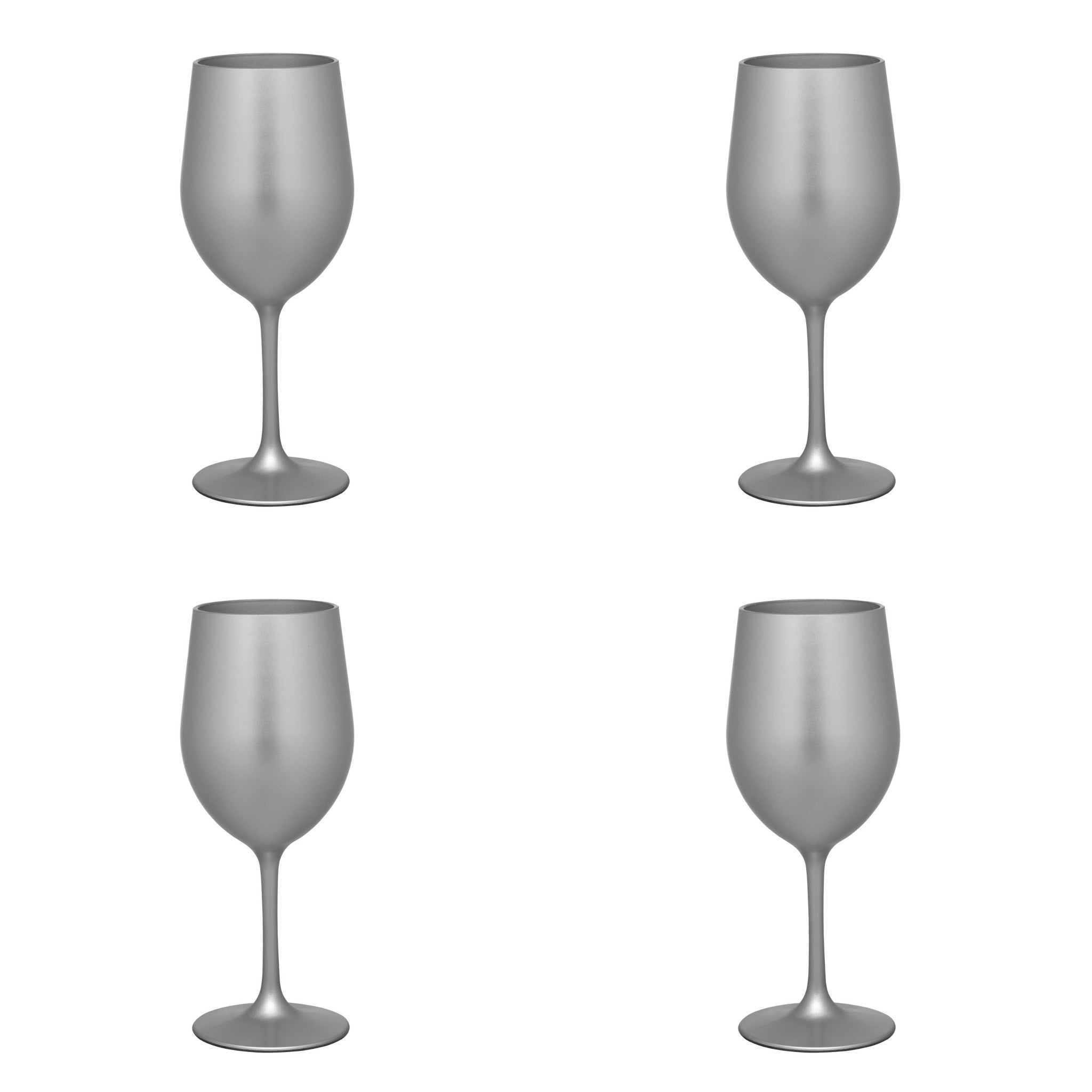 Set of Four Silver Acrylic Stemmed All Purpose Wine Glass